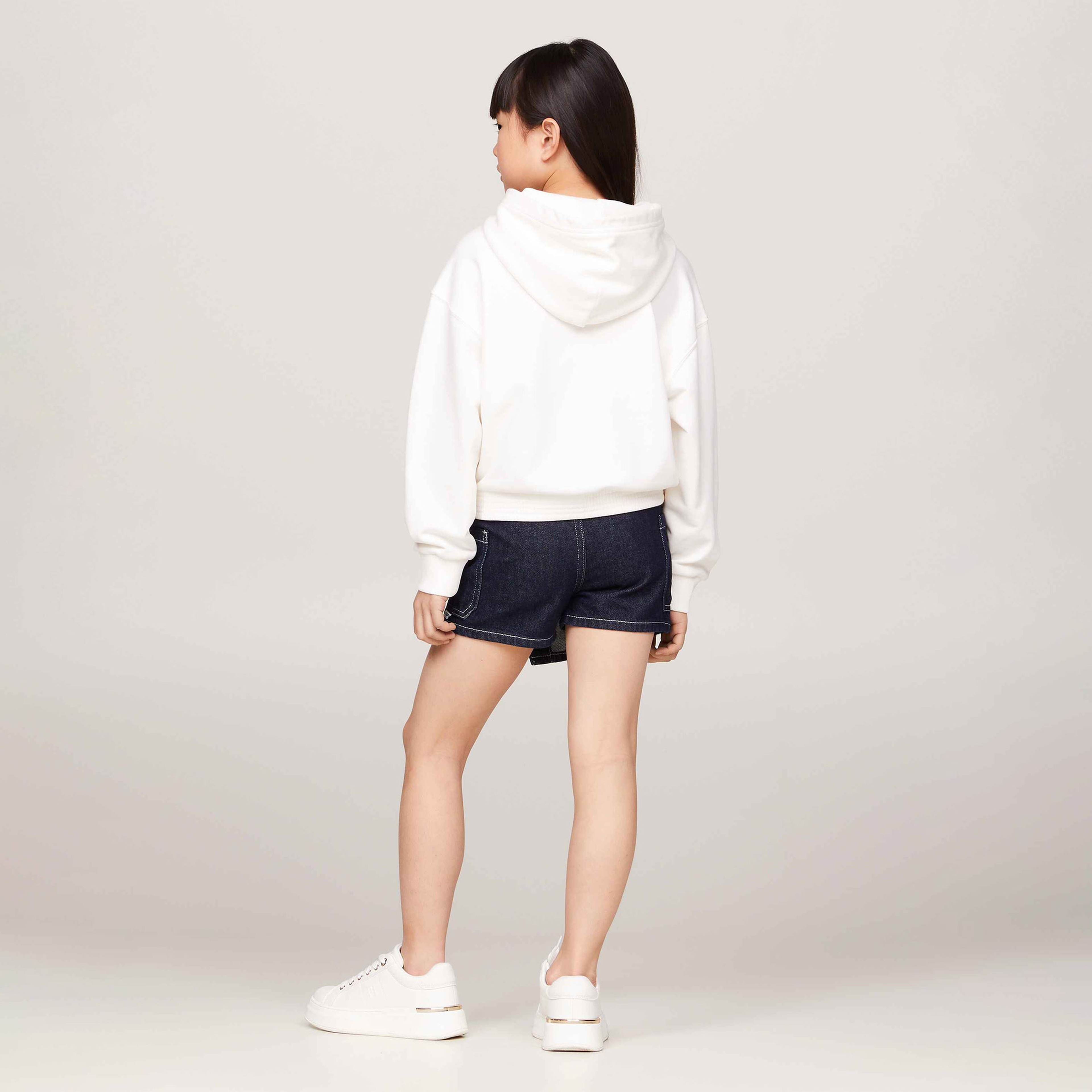 Tommy Hilfiger Monotype Flock Çocuk Beyaz Sweatshirt