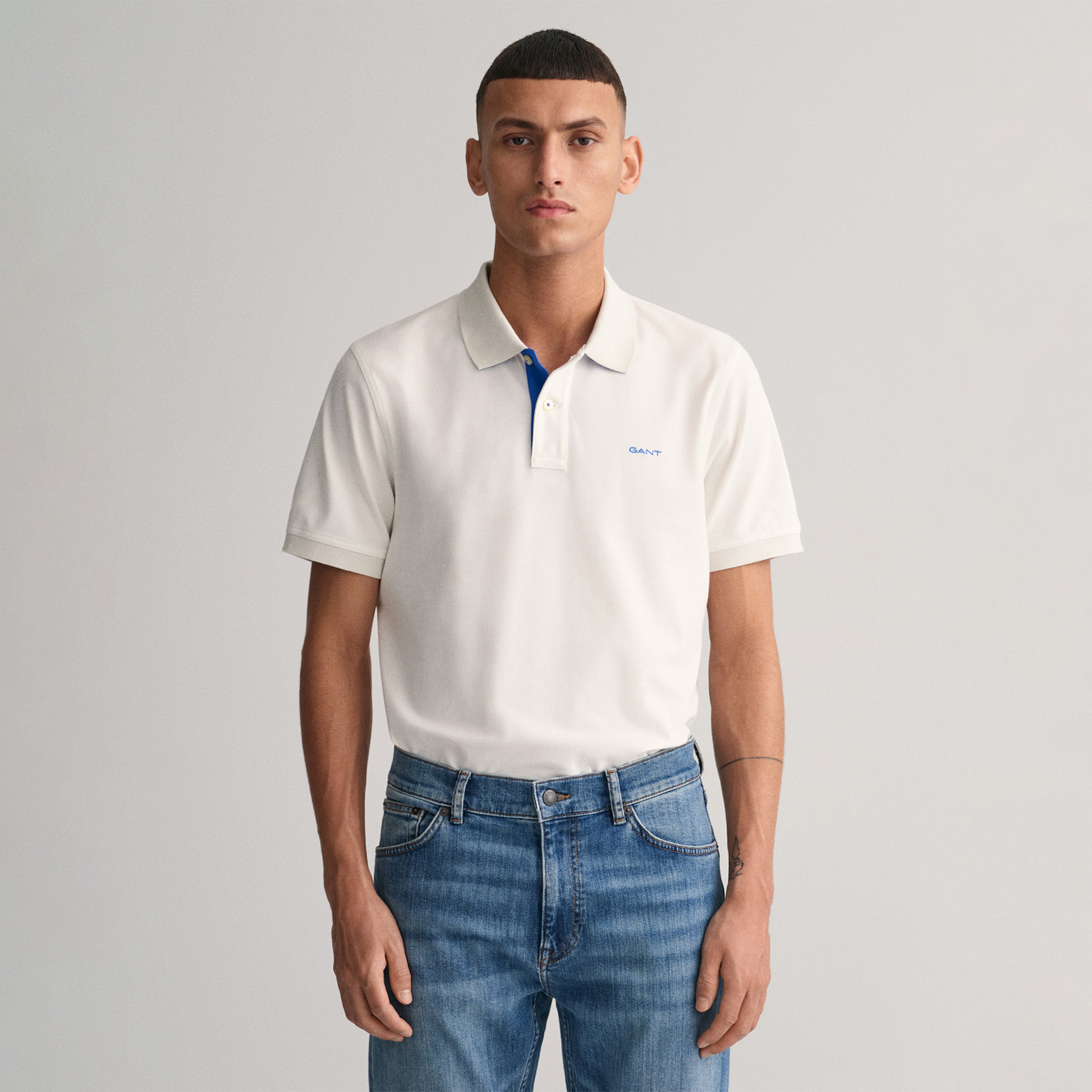 GANT Erkek Beyaz Regular Fit Polo