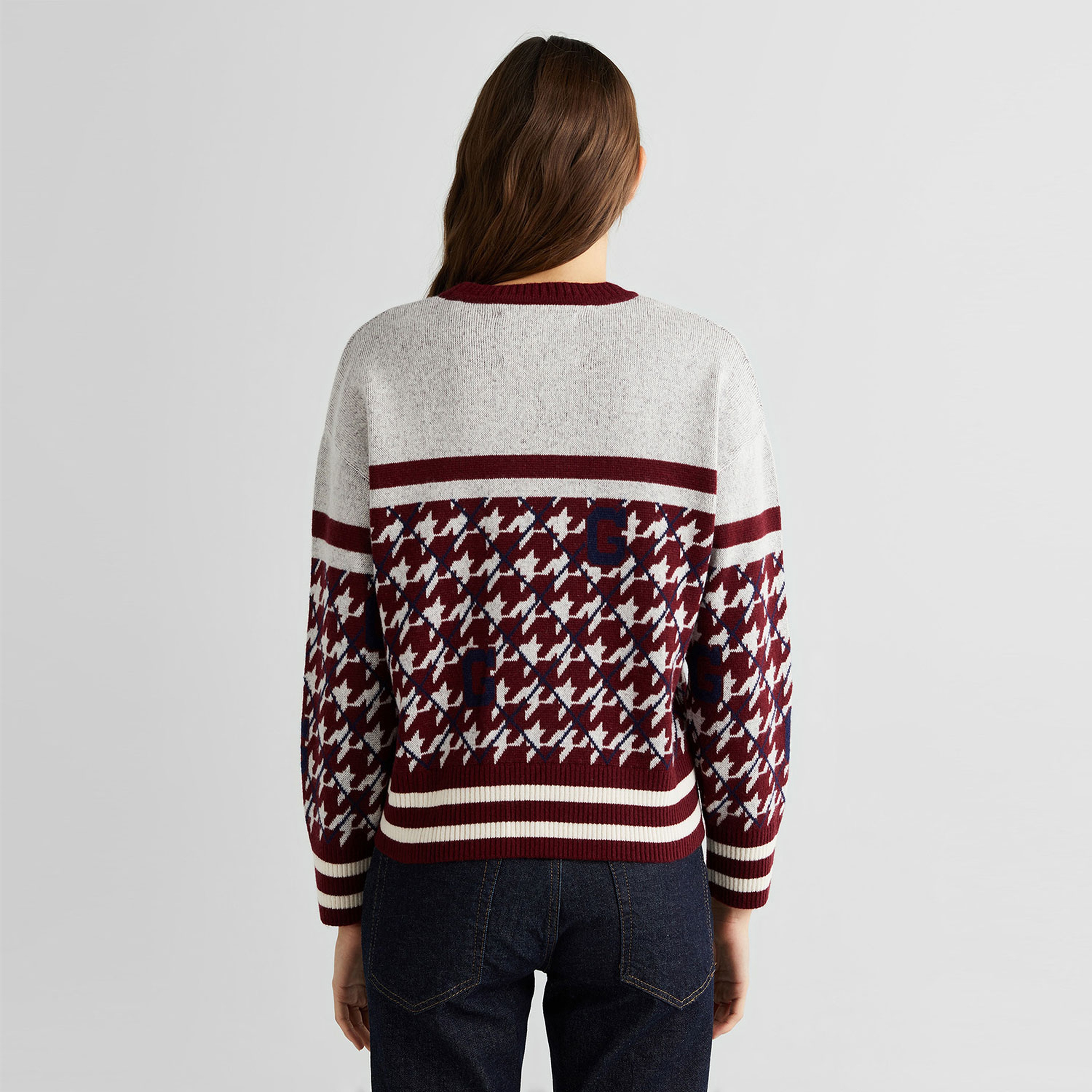GANT Kadın Bordo Relaxed Fit Bisiklet Yaka Logolu Kazak