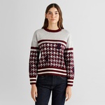 GANT Kadın Bordo Relaxed Fit Bisiklet Yaka Logolu Kazak