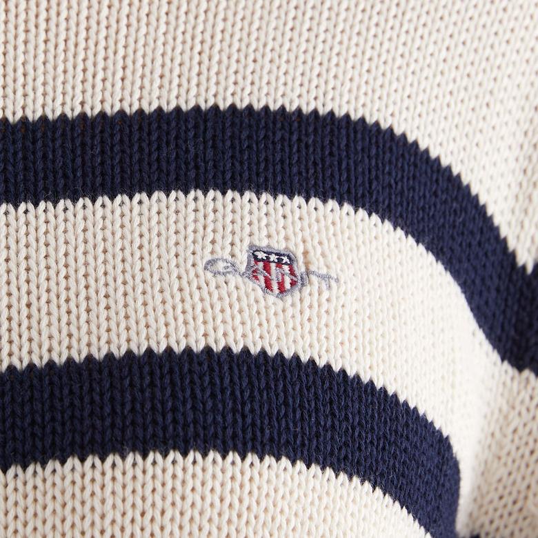 GANT Kadın Krem Oversize Fit Boğazlı Yaka Çizgili Kazak