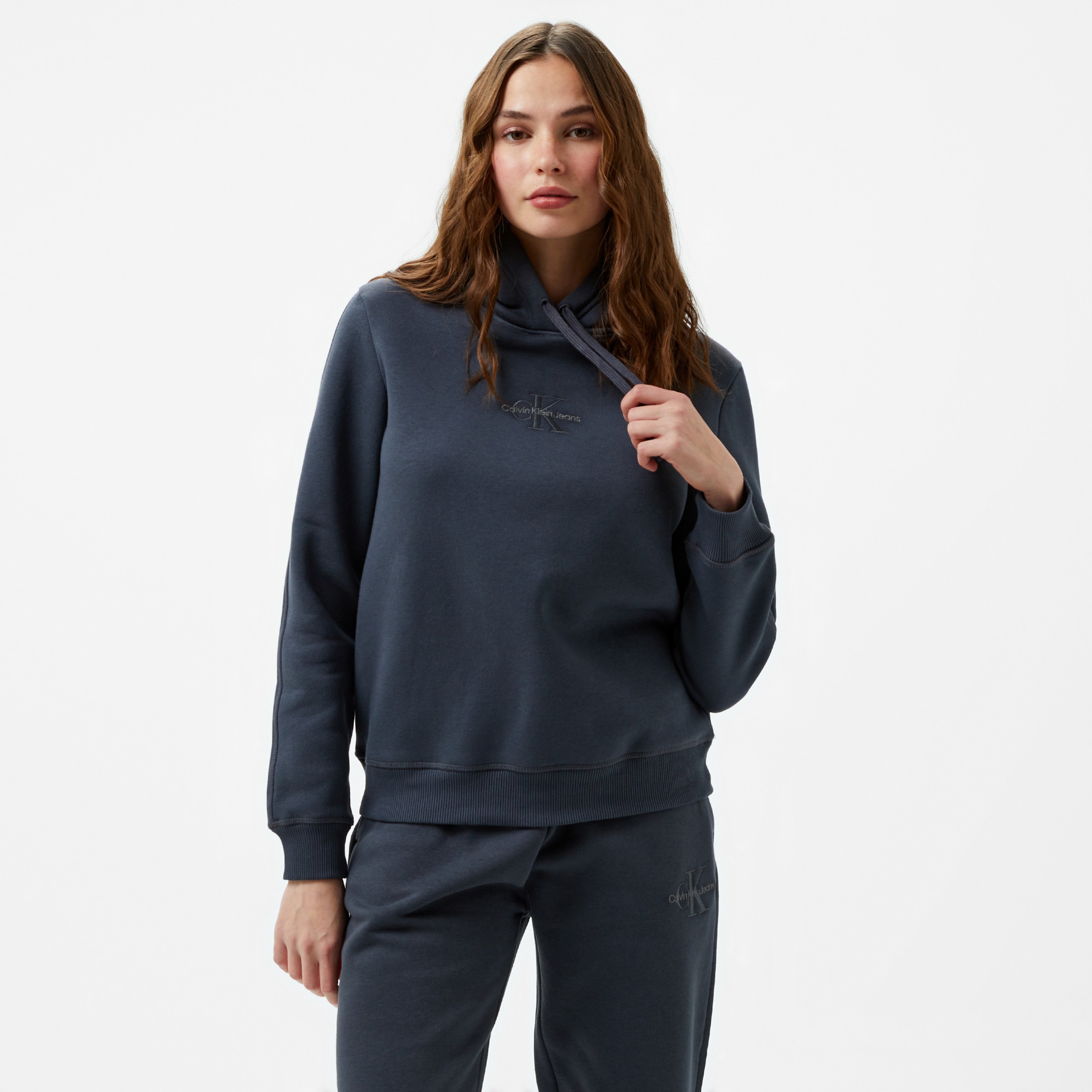Calvin Klein Jeans Monologo Regular Kadın Siyah Hoodie