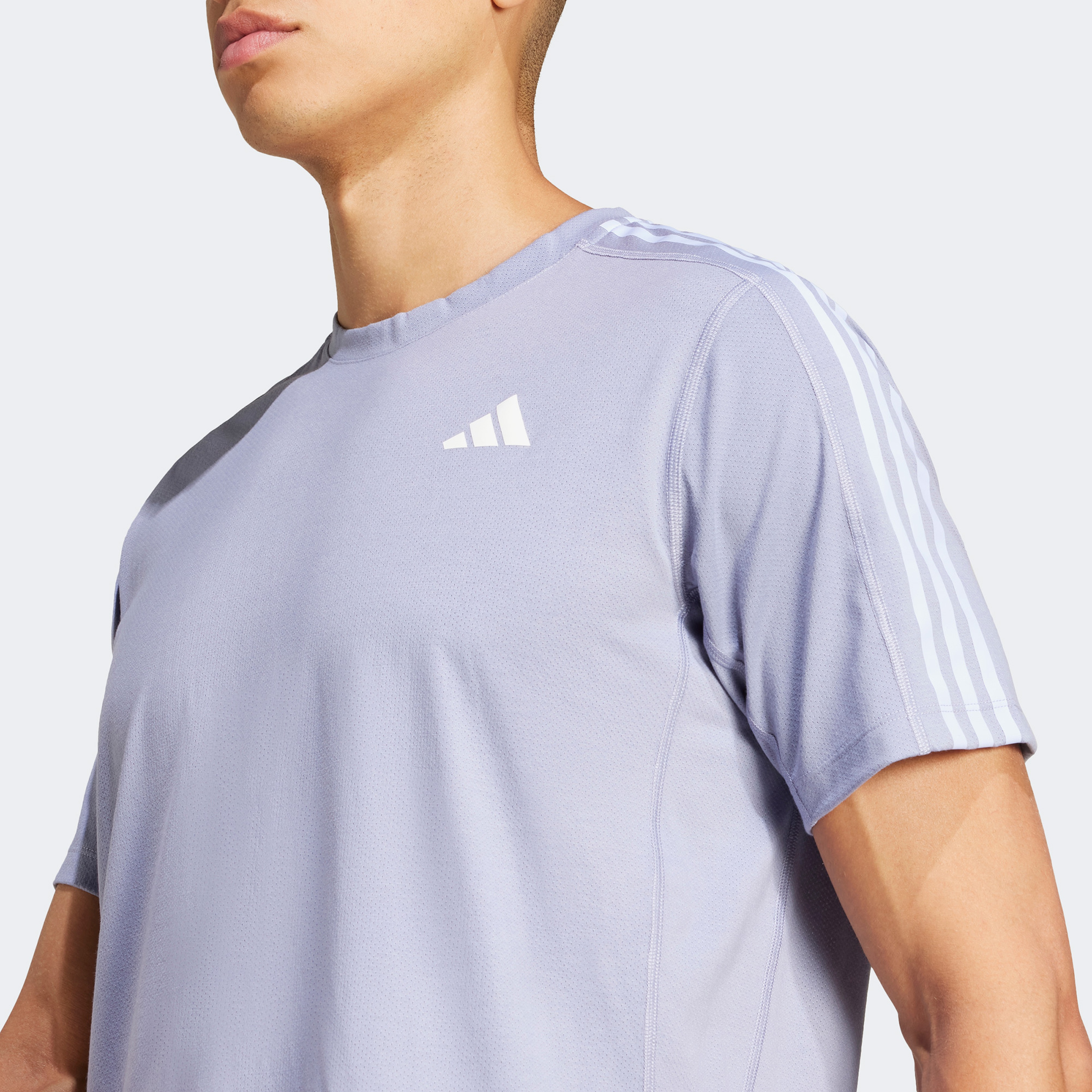 adidas Own The Run 3 Stripes Erkek Mor Koşu T-Shirtü