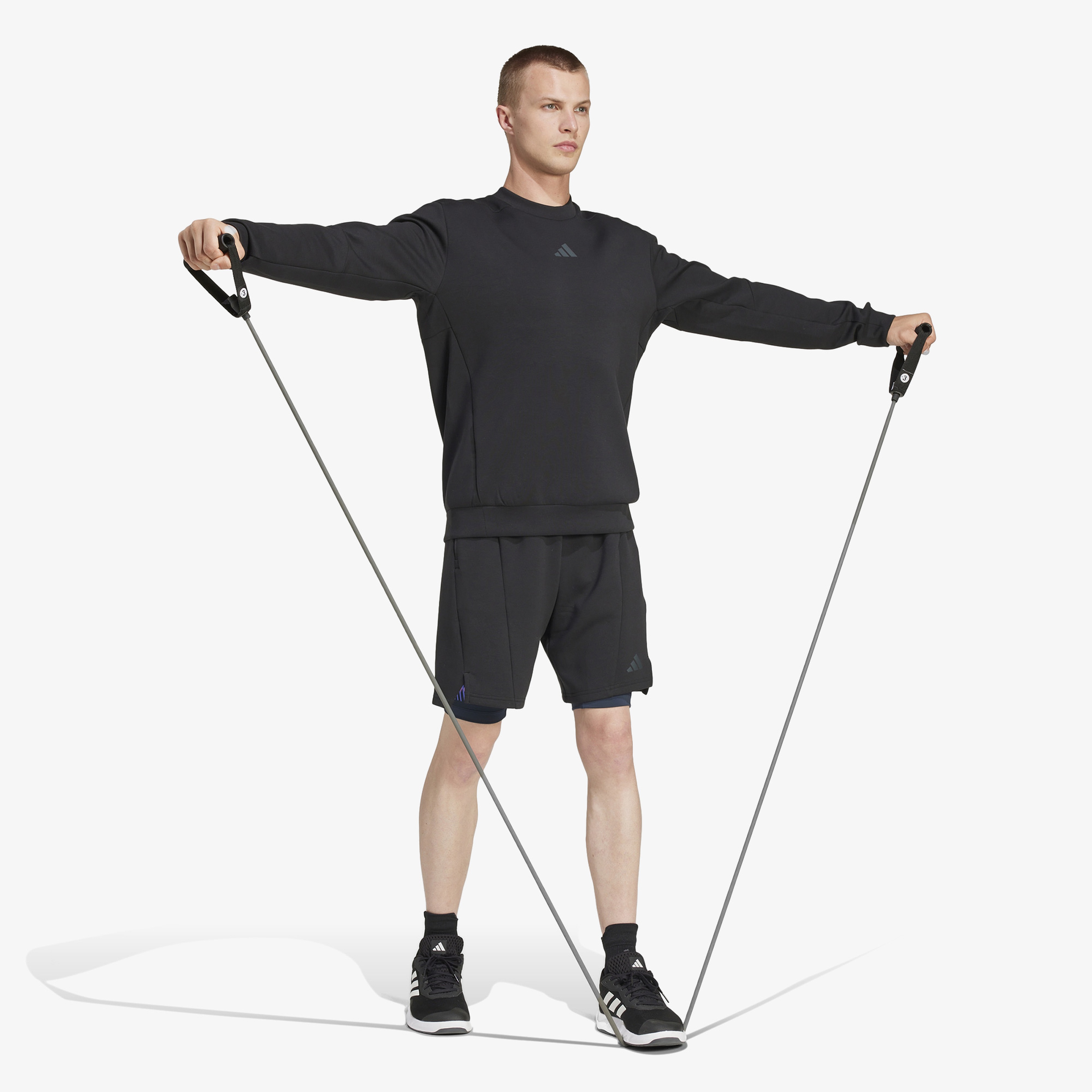 adidas Designed For Training Crew Erkek Siyah Sweatshirt