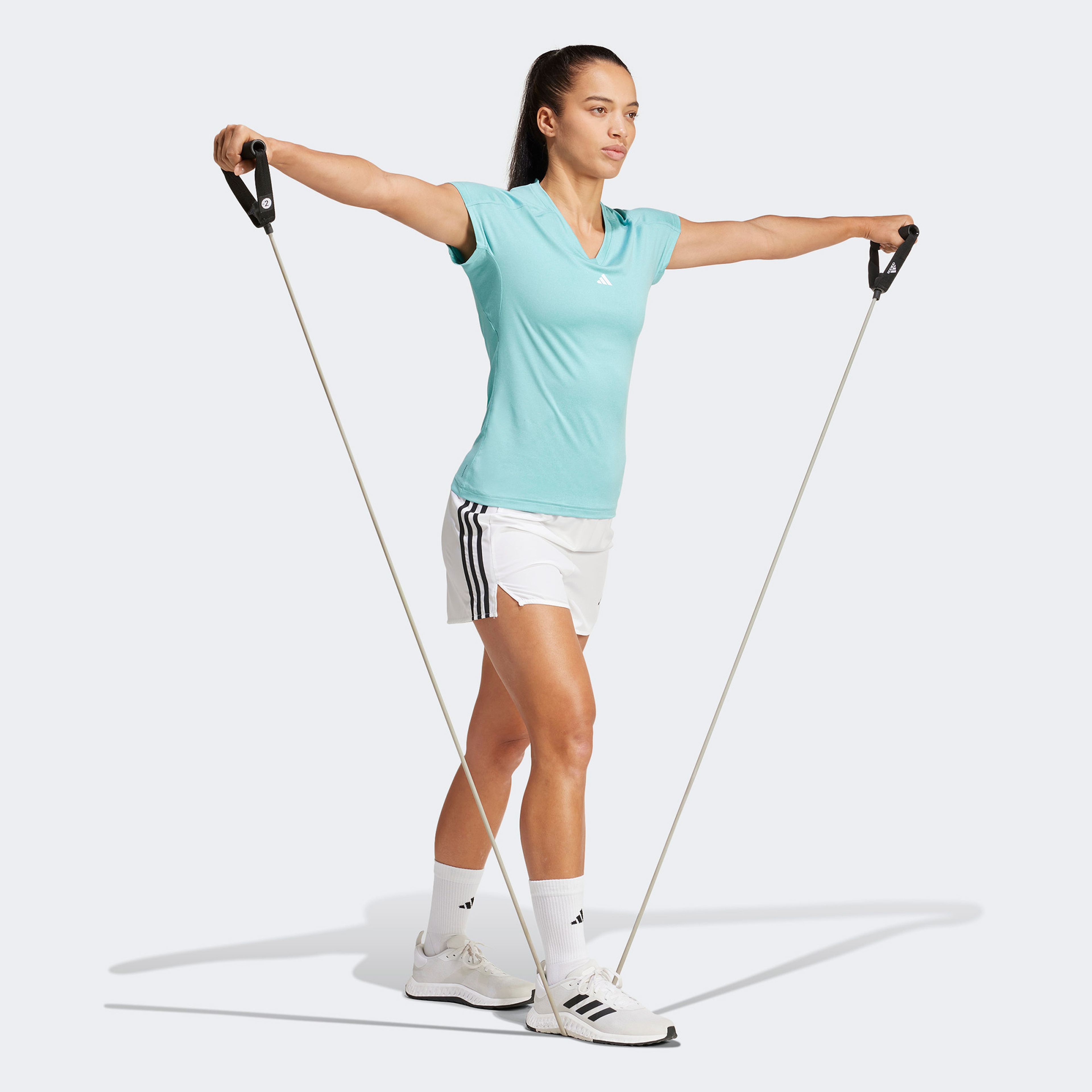 adidas 3 Stripes High Rise Kadın Beyaz Antrenman Şort