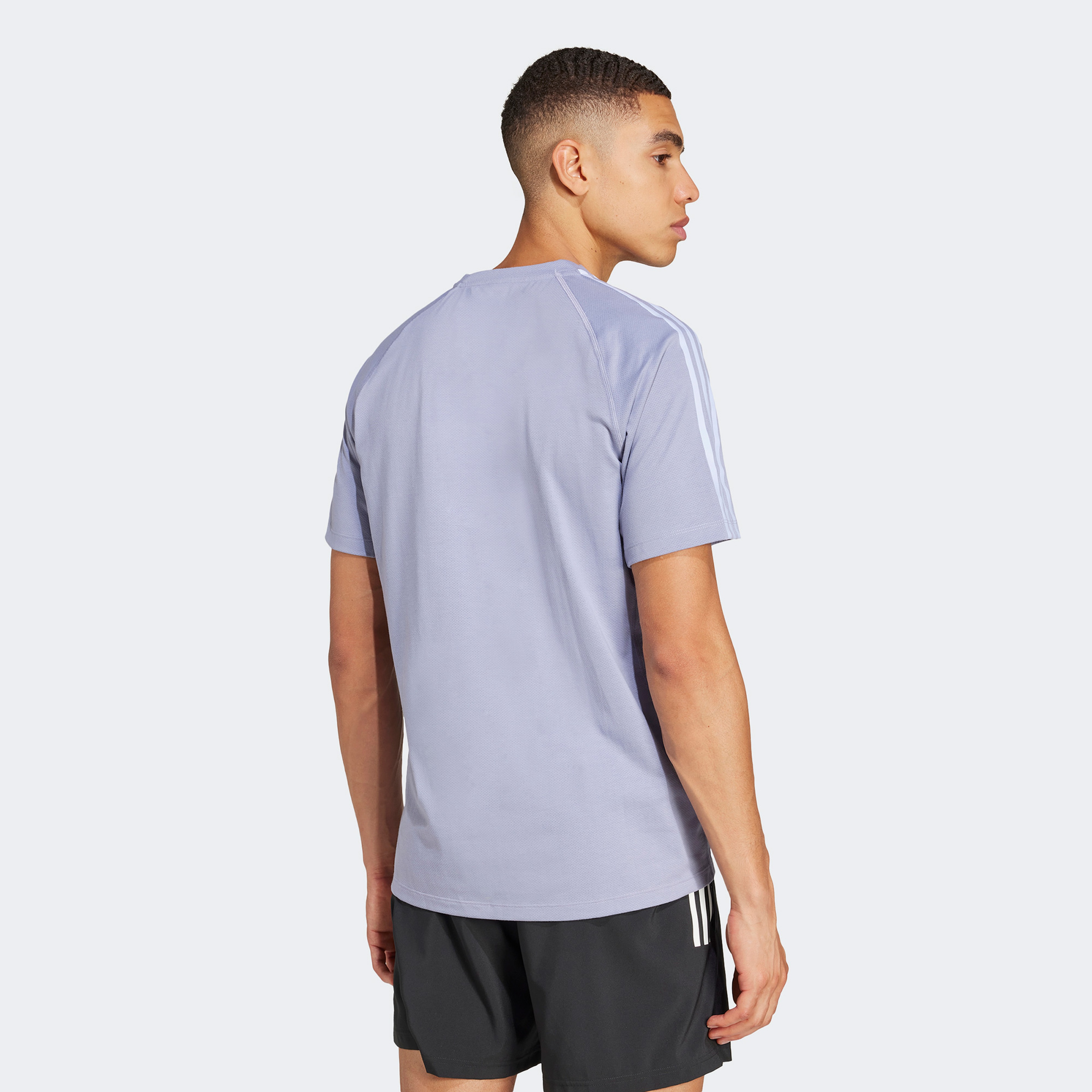adidas Own The Run 3 Stripes Erkek Mor Koşu T-Shirtü
