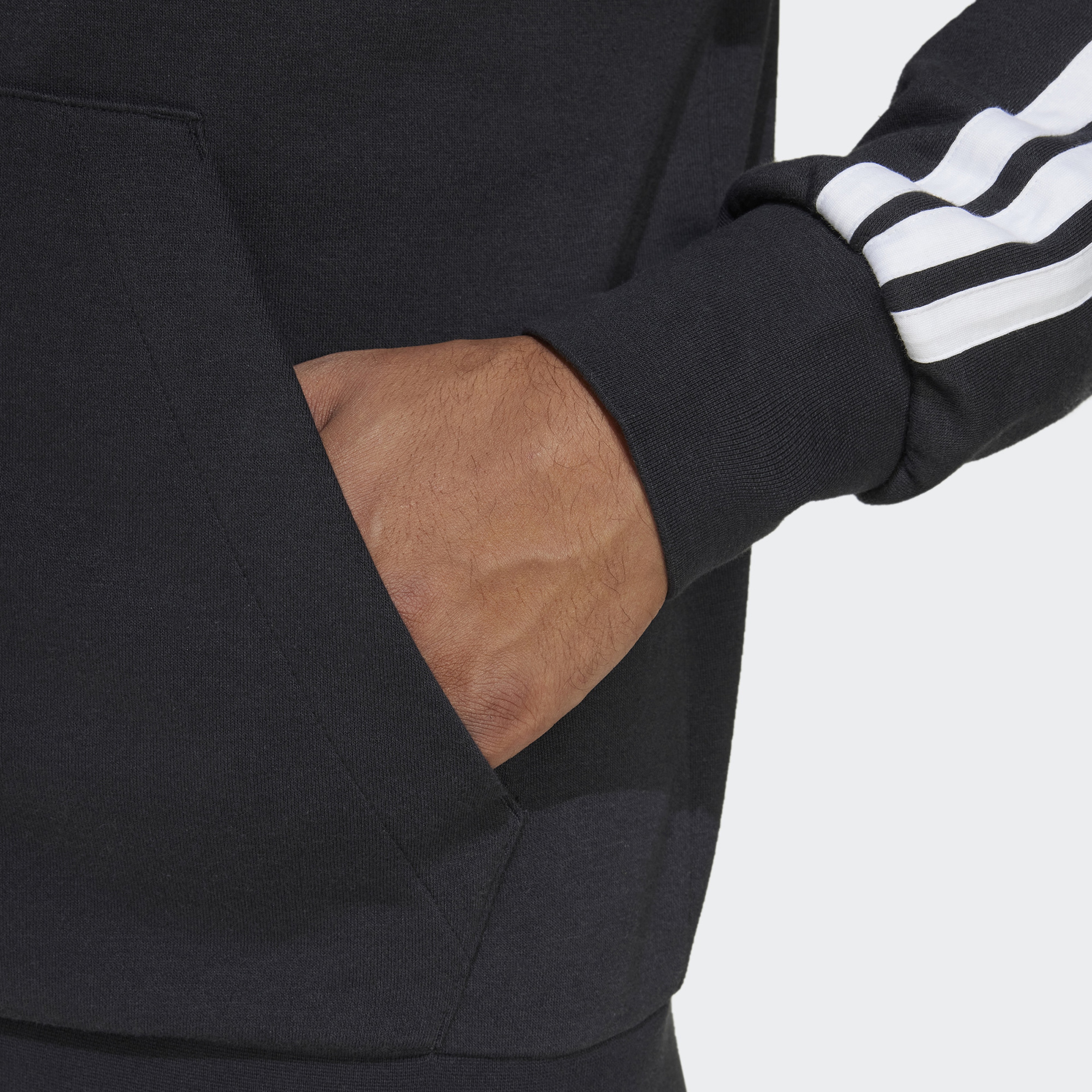 adidas Essentials Terry 3 Striped Erkek Siyah Eşofman Üstü