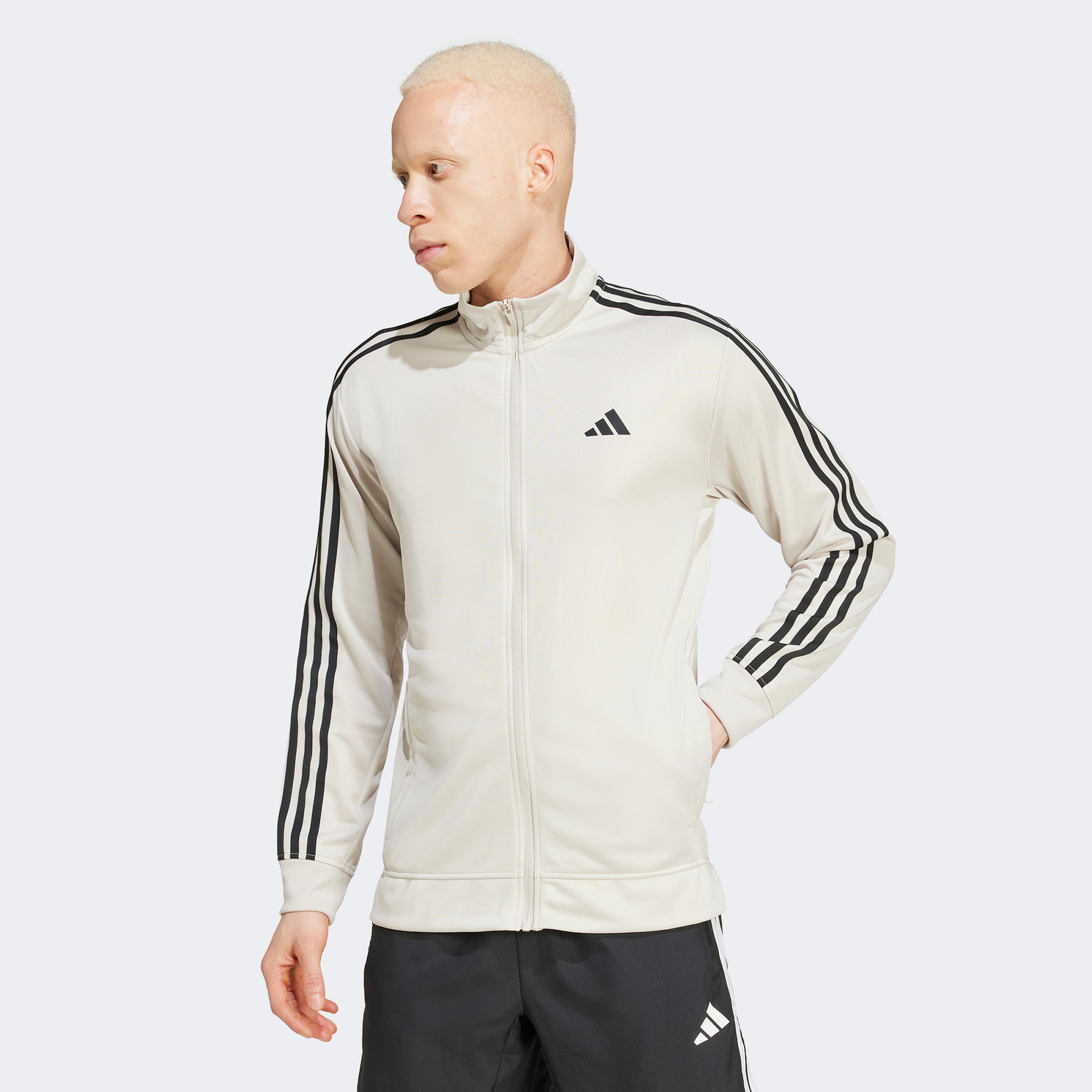 adidas Essentials 3 Stripes Erkek Gri Eşofman Üstü