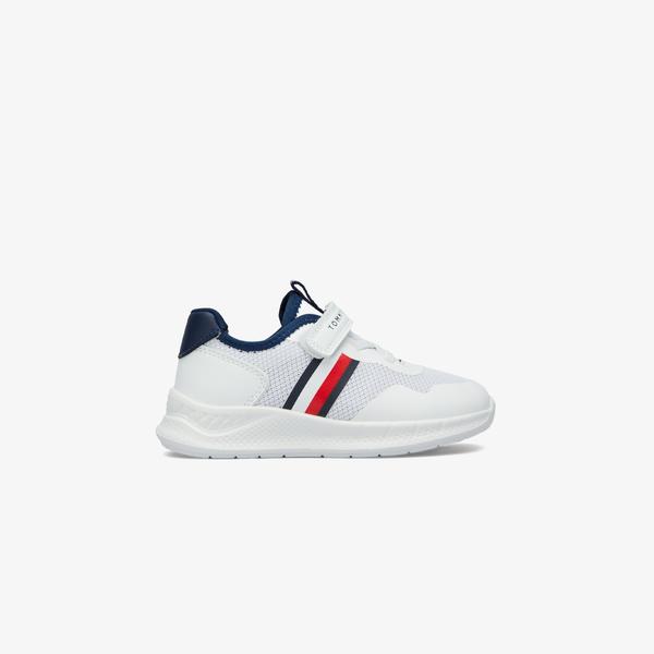 Tommy Hilfiger Stripes Velcro Bebek Beyaz Sneaker