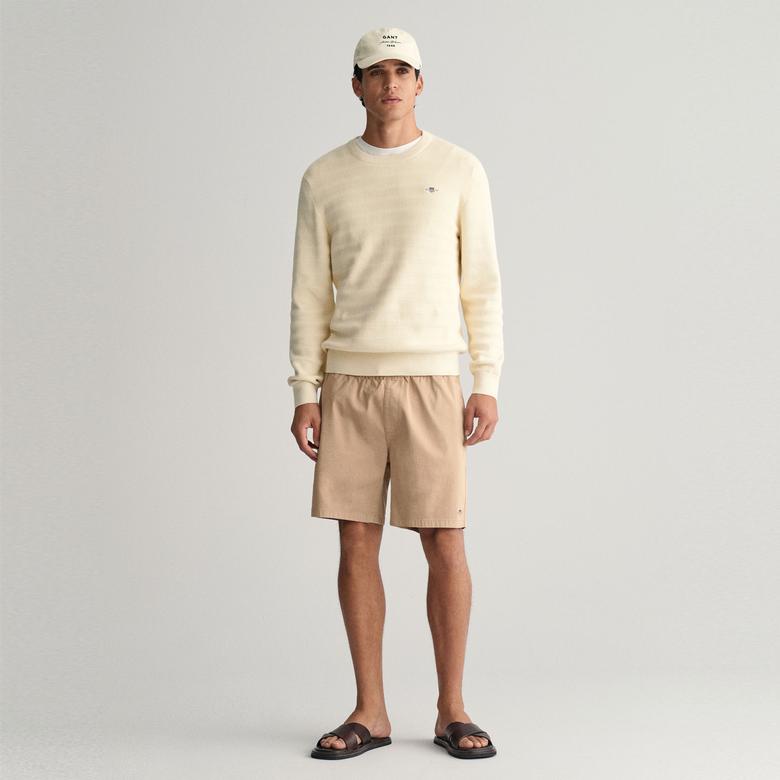 GANT Erkek Krem Regular Fit Bisiklet Yaka Logolu Kazak