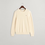 GANT Erkek Krem Regular Fit Bisiklet Yaka Logolu Kazak