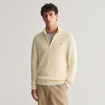 GANT Erkek Krem Regular Fit Yarım Fermuarlı Logolu Kazak