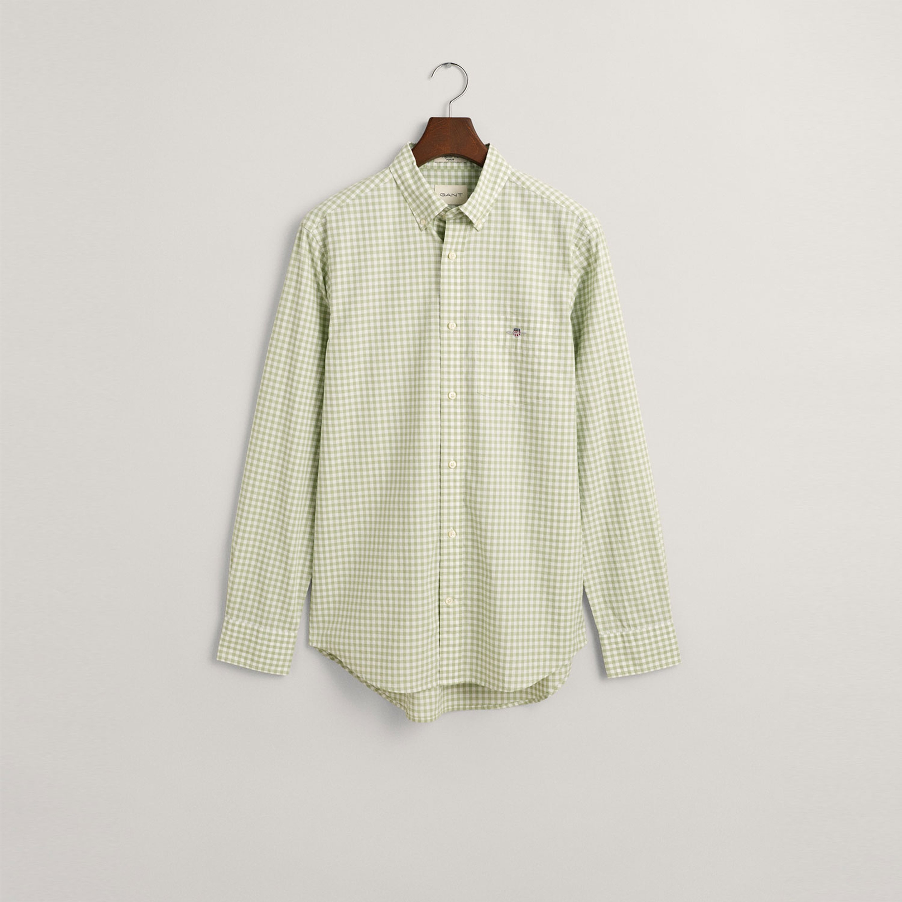 GANT Erkek Yeşil Regular Fit Düğmeli Yaka Kareli Gömlek