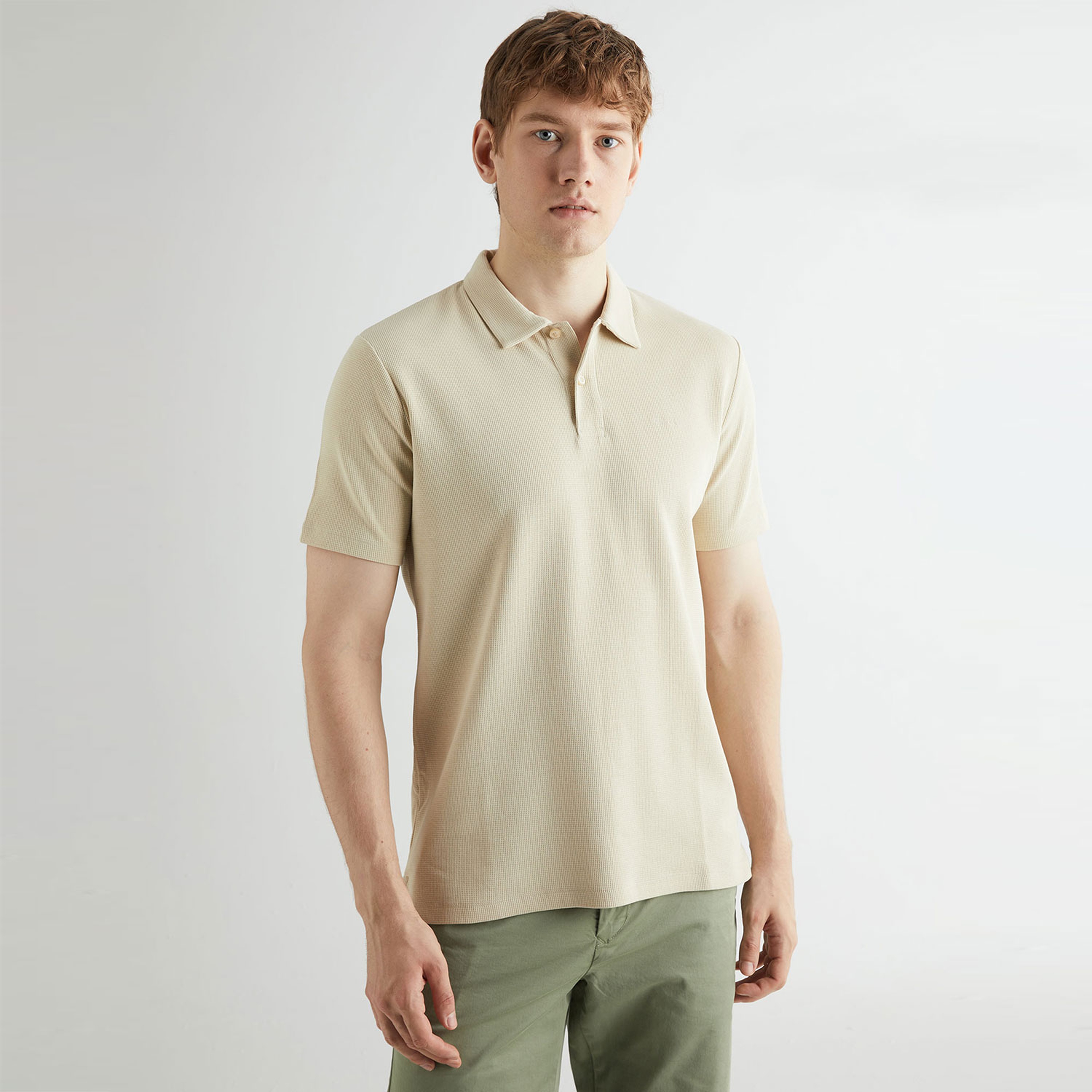 GANT Erkek Bej Regular Fit Dokulu Polo