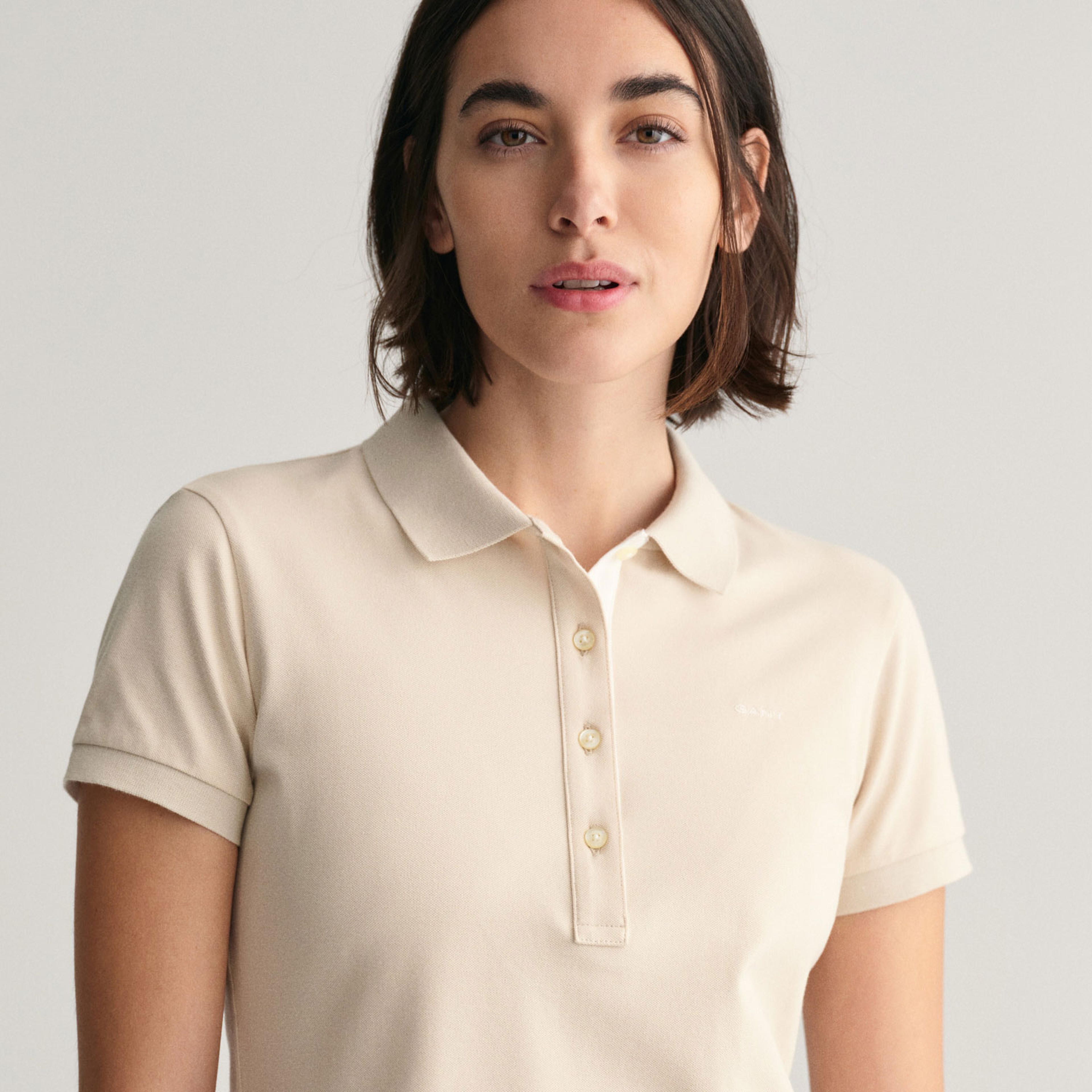 GANT Kadın Krem Slim Fit Logolu Polo