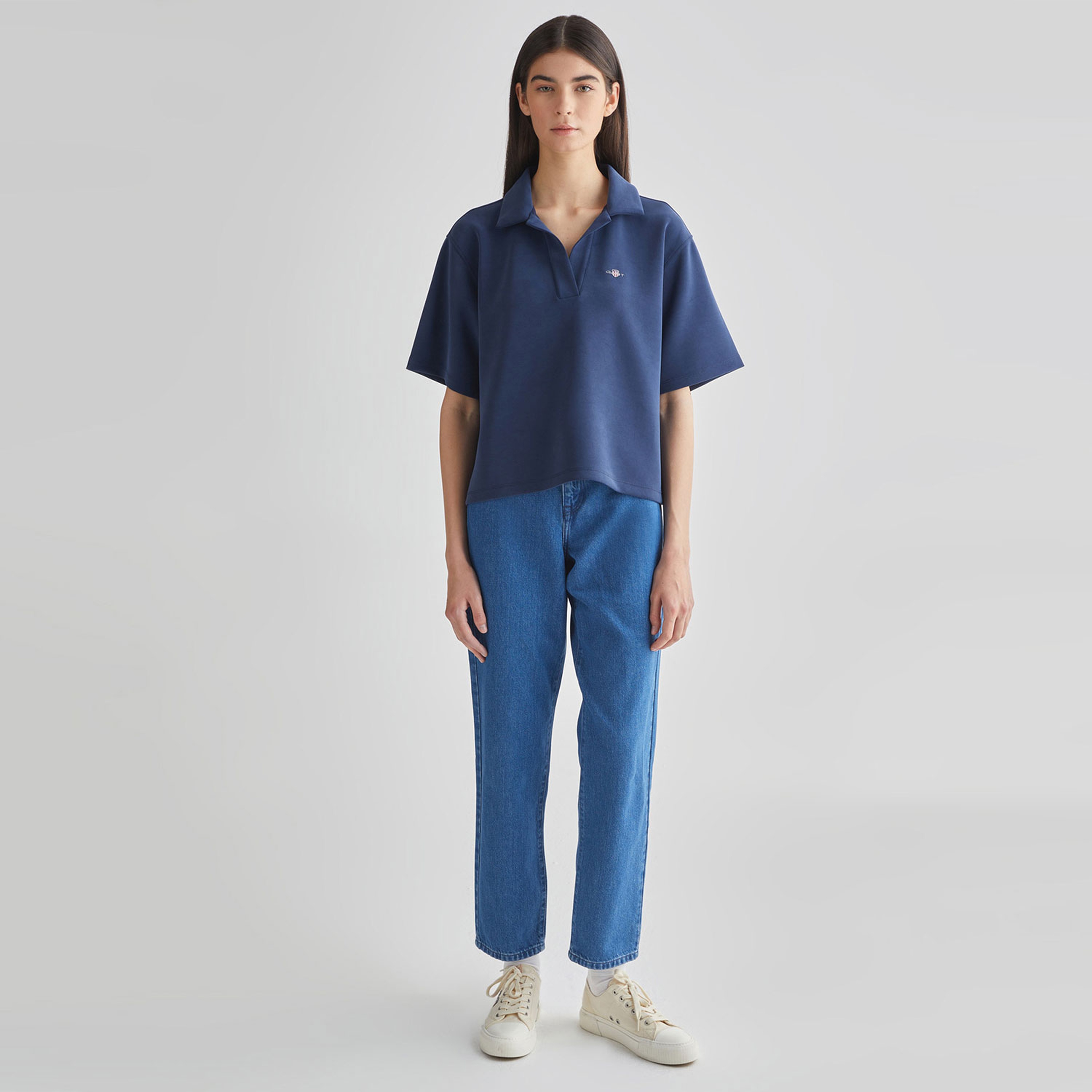 GANT Kadın Lacivert Oversize Fit Logolu Polo