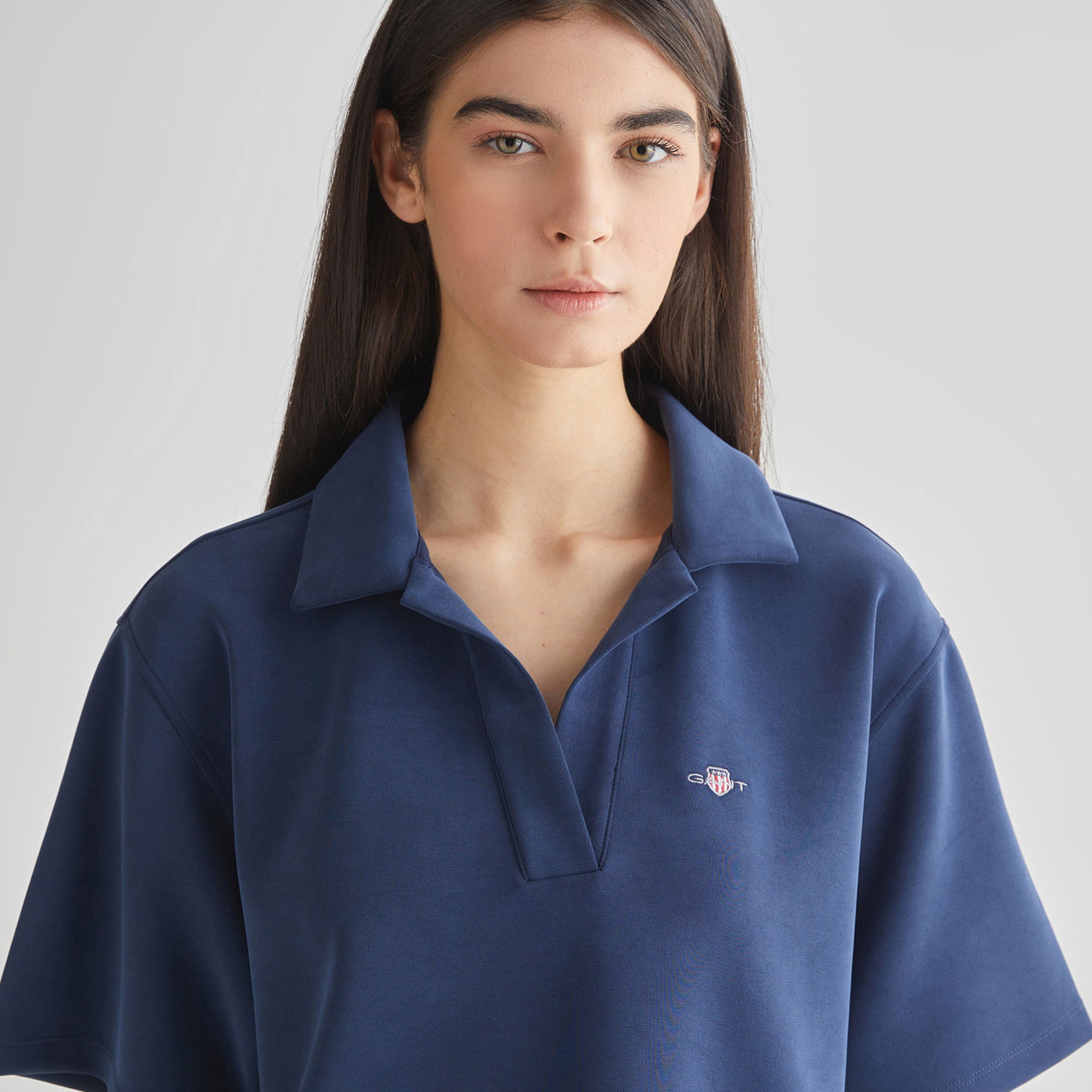 GANT Kadın Lacivert Oversize Fit Logolu Polo