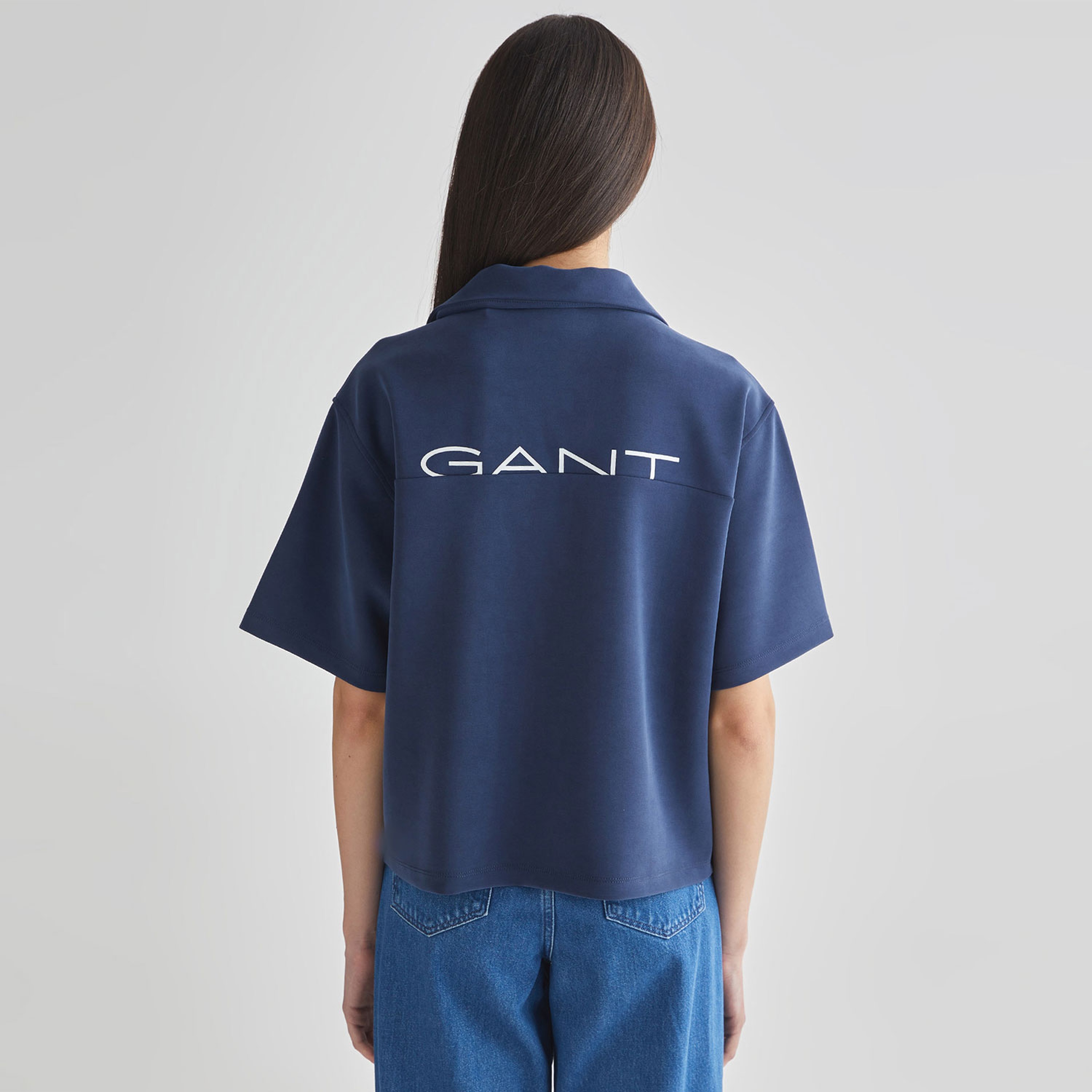 GANT Kadın Lacivert Oversize Fit Logolu Polo