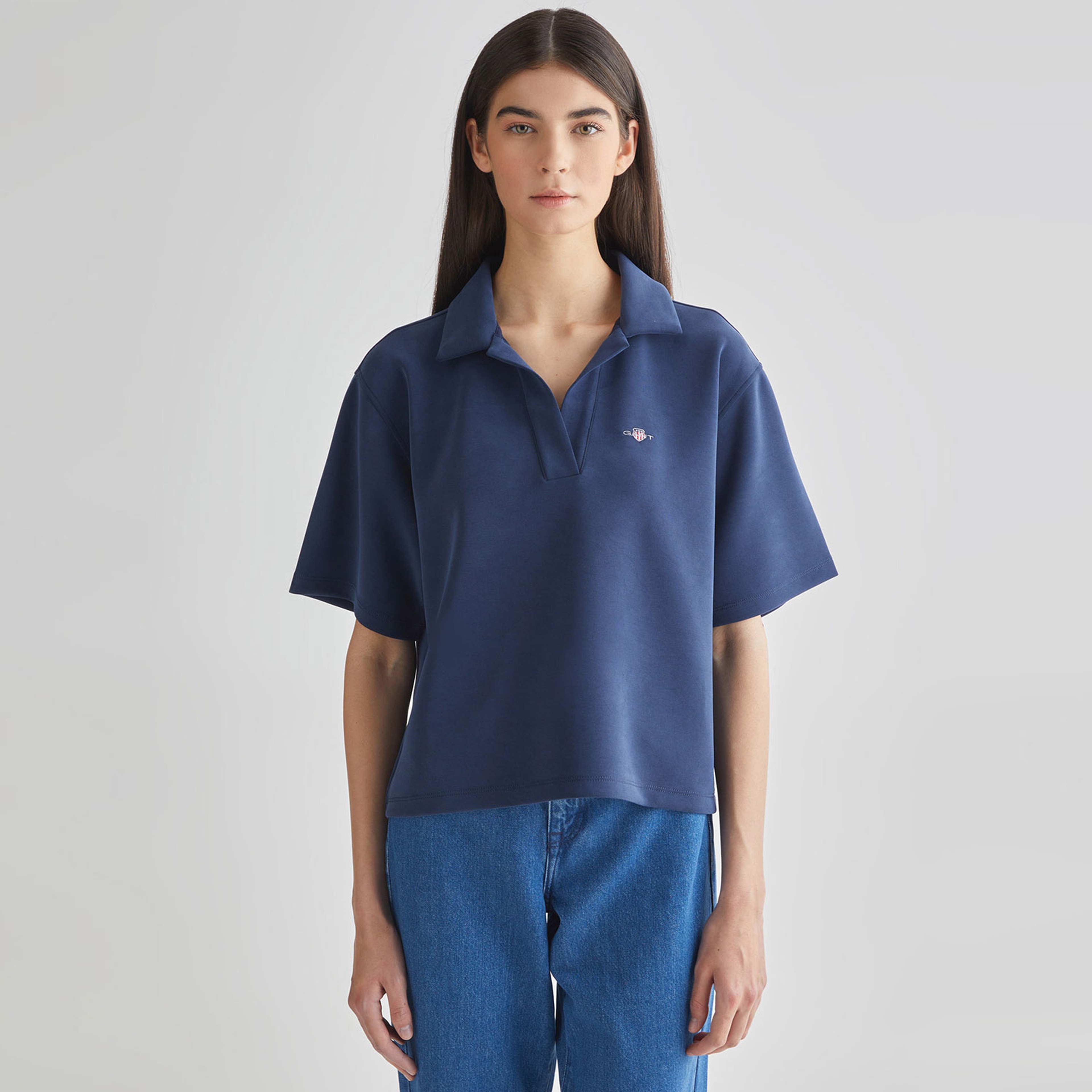 GANT Kadın Lacivert Oversize Fit Logolu Polo