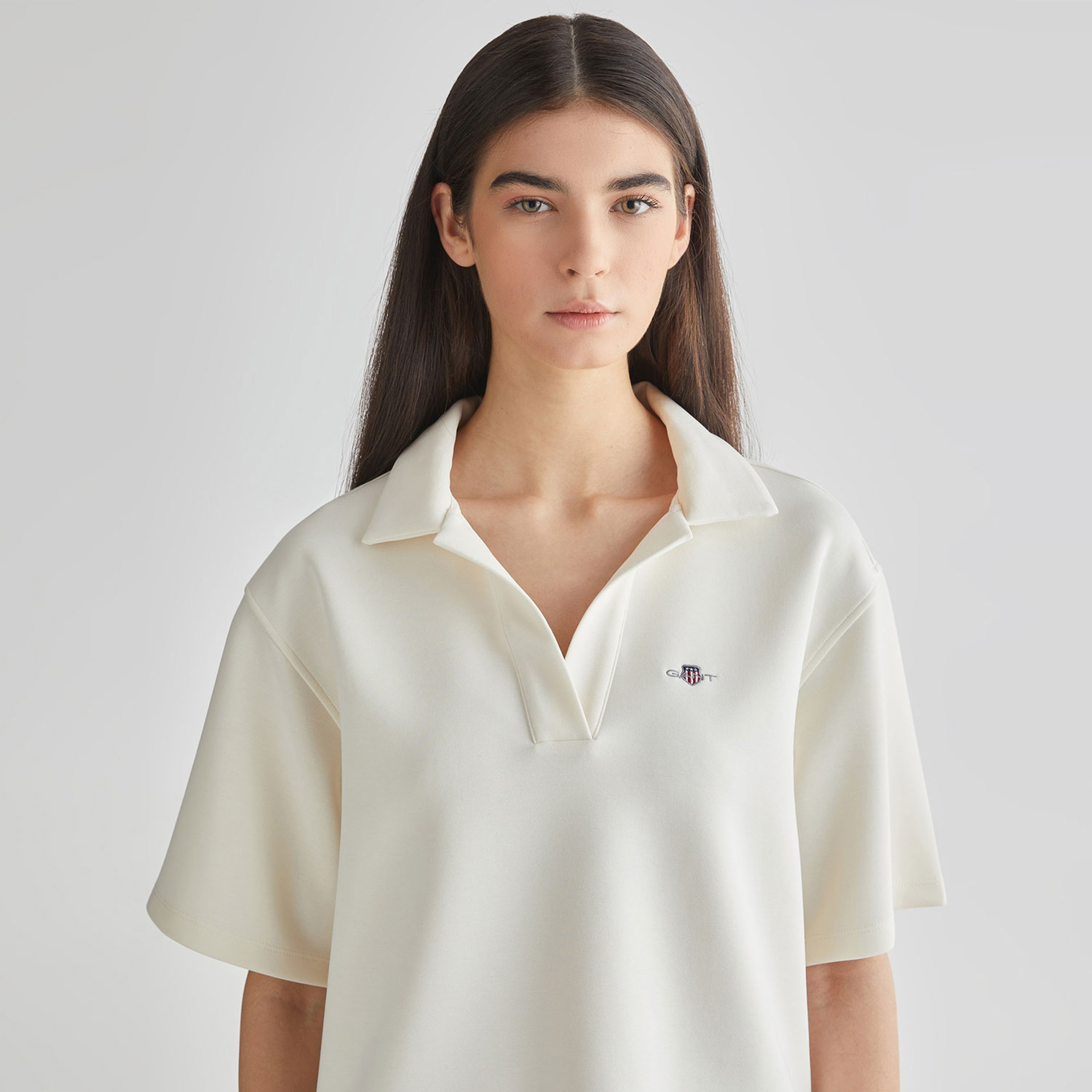 GANT Kadın Beyaz Oversize Fit Logolu Polo