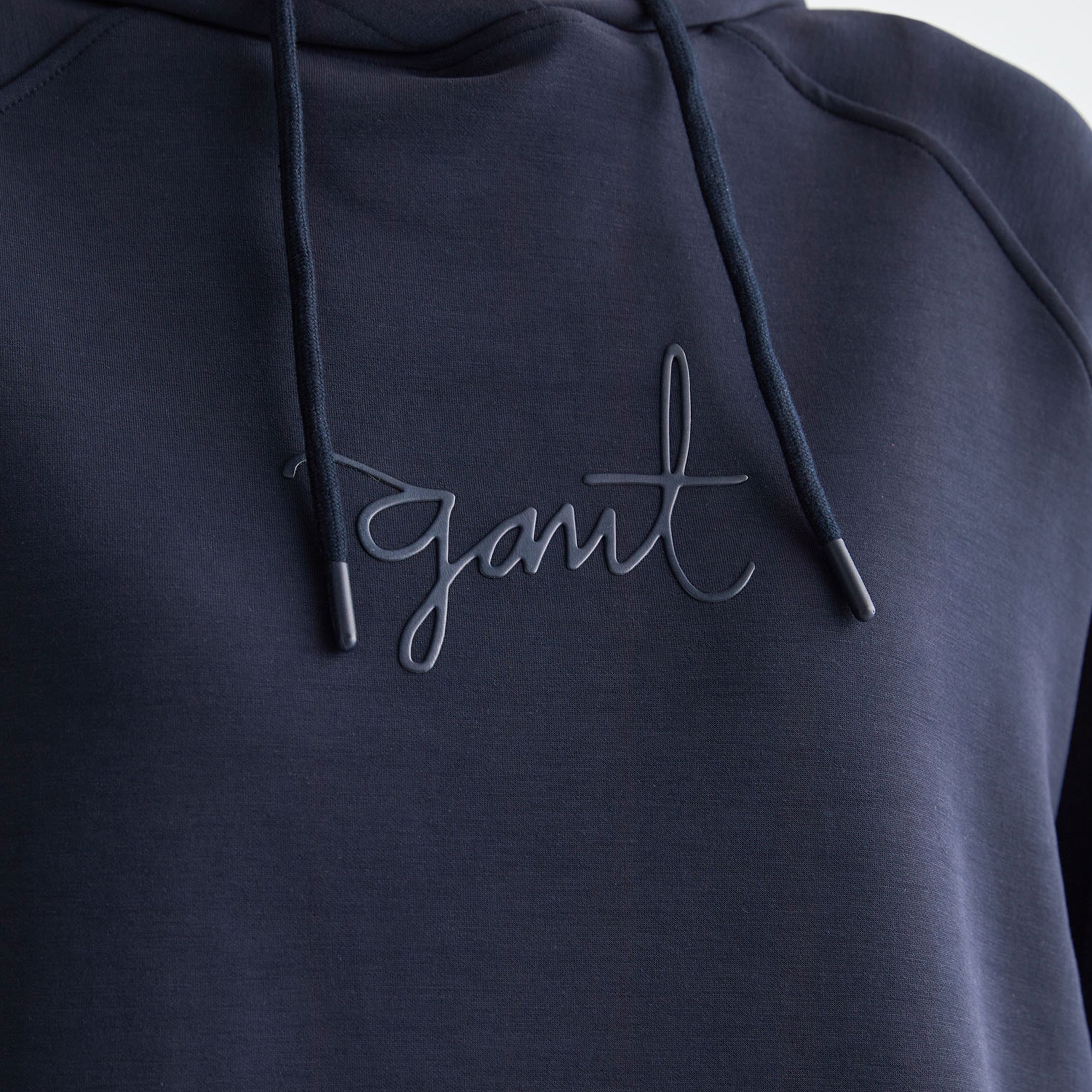 GANT Kadın Lacivert Oversize Fit Kapüşonlu Logolu Sweatshirt