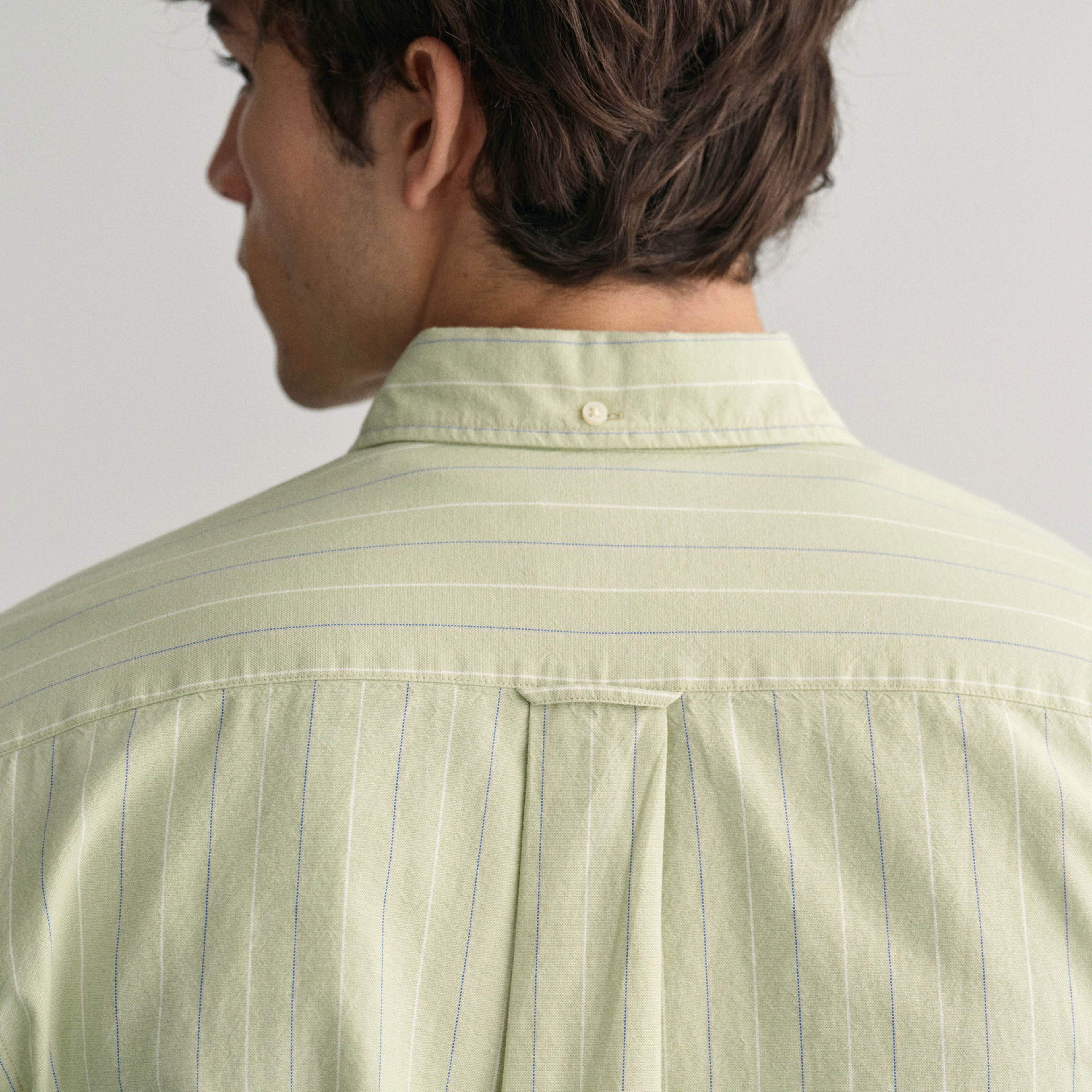 GANT Erkek Yeşil Regular Fit Düğmeli Yaka Çizgili Oxford Gömlek