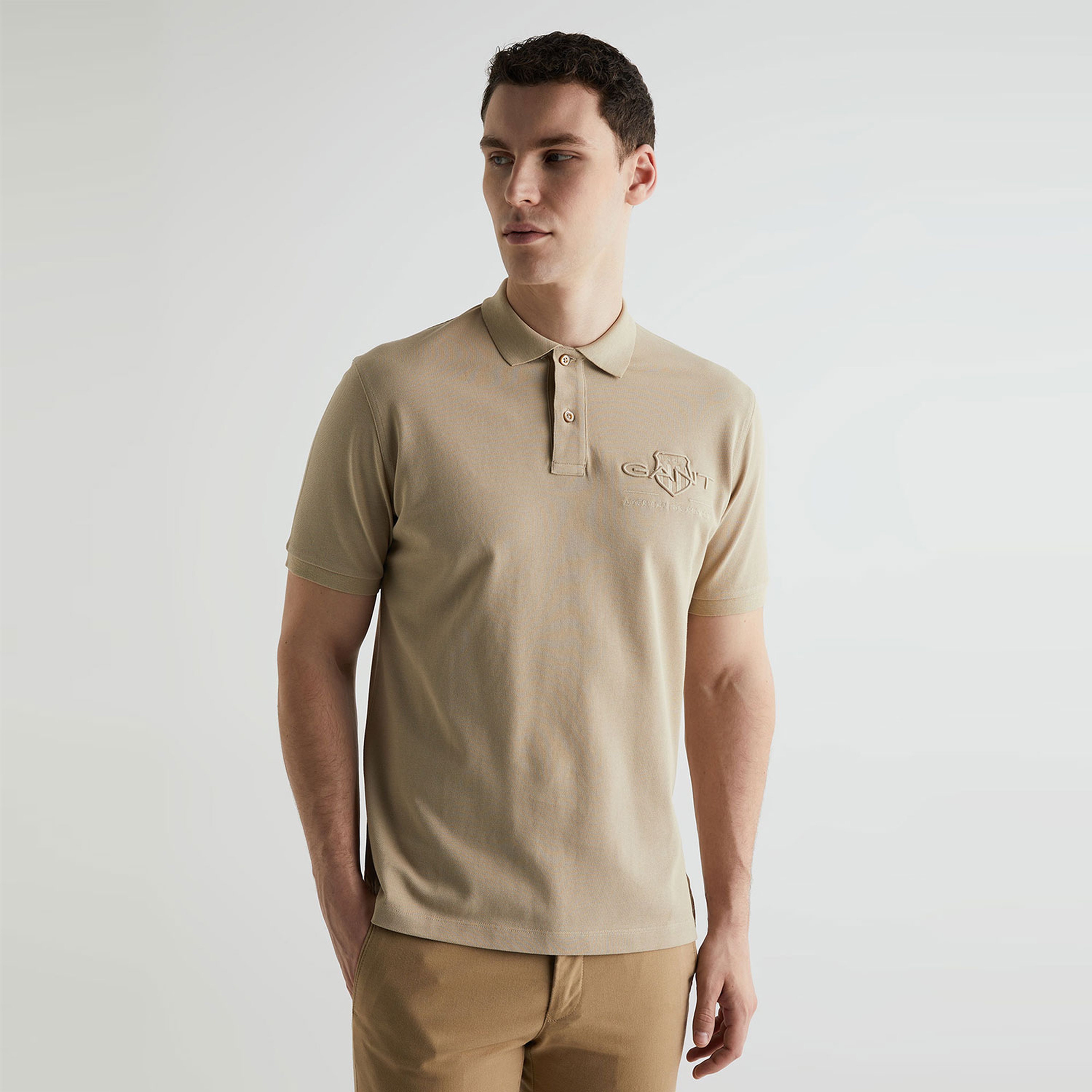 GANT Erkek Bej Regular Fit Logolu Polo