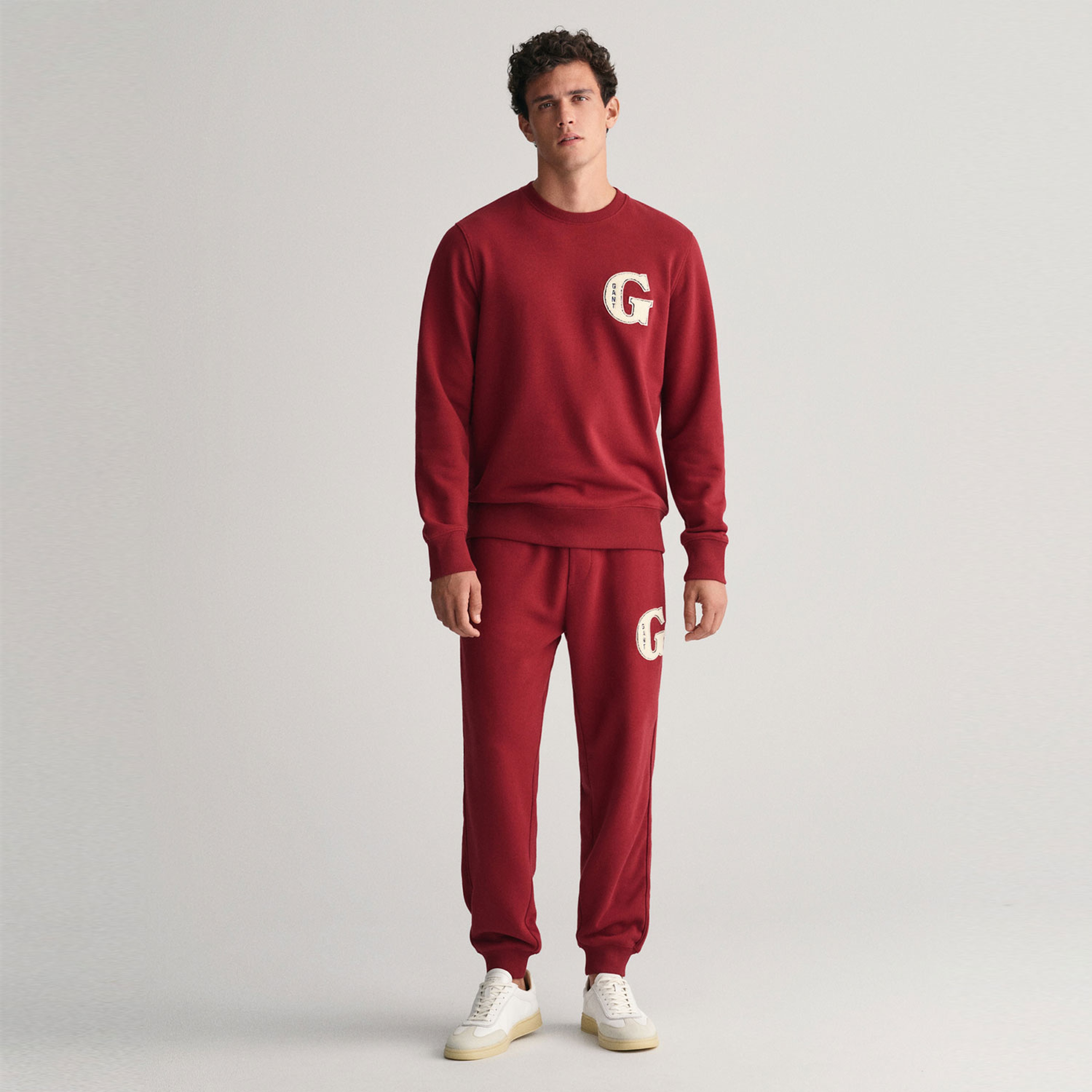 GANT Erkek Bordo Regular Fit Bisiklet Yaka Logolu Sweatshirt