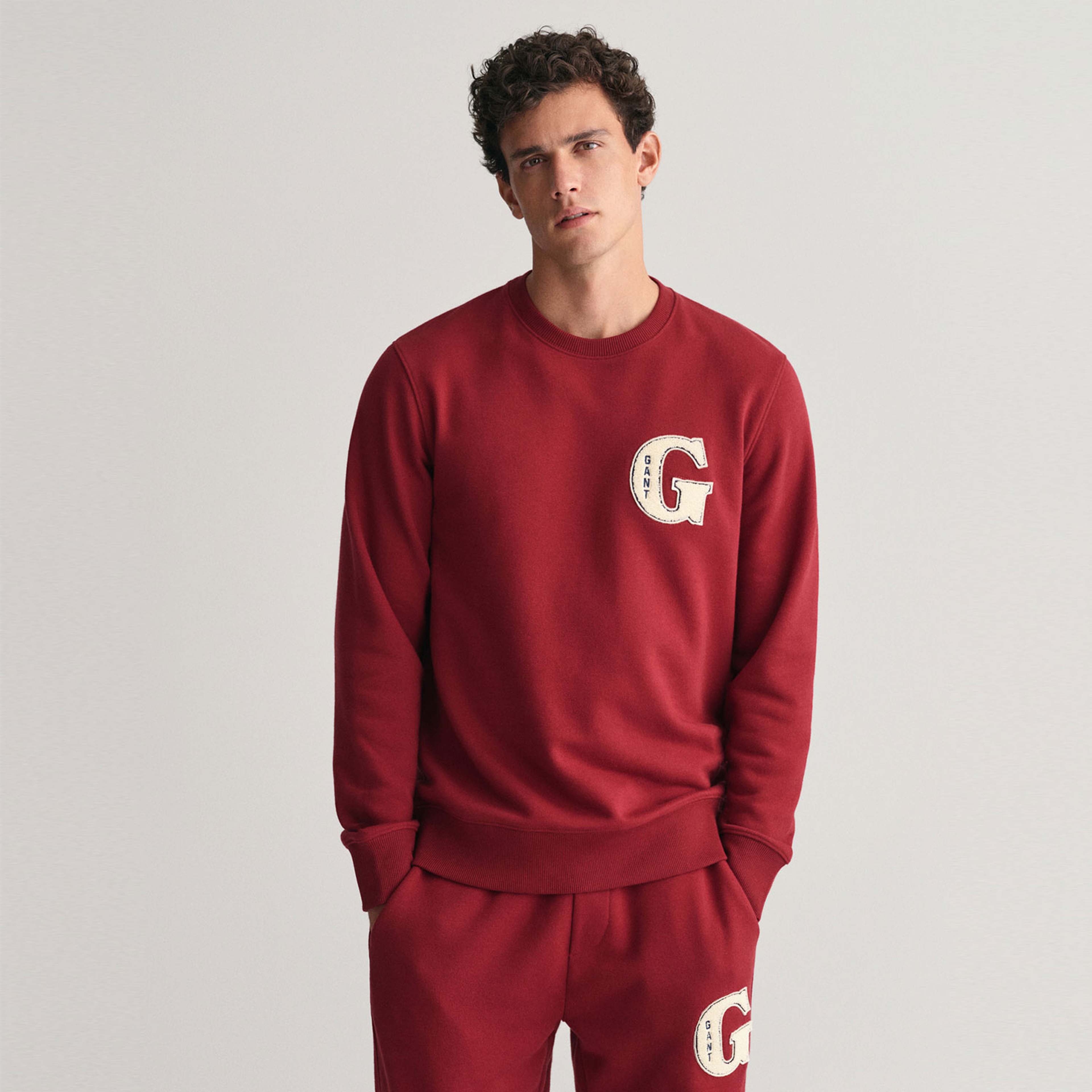 GANT Erkek Bordo Regular Fit Bisiklet Yaka Logolu Sweatshirt