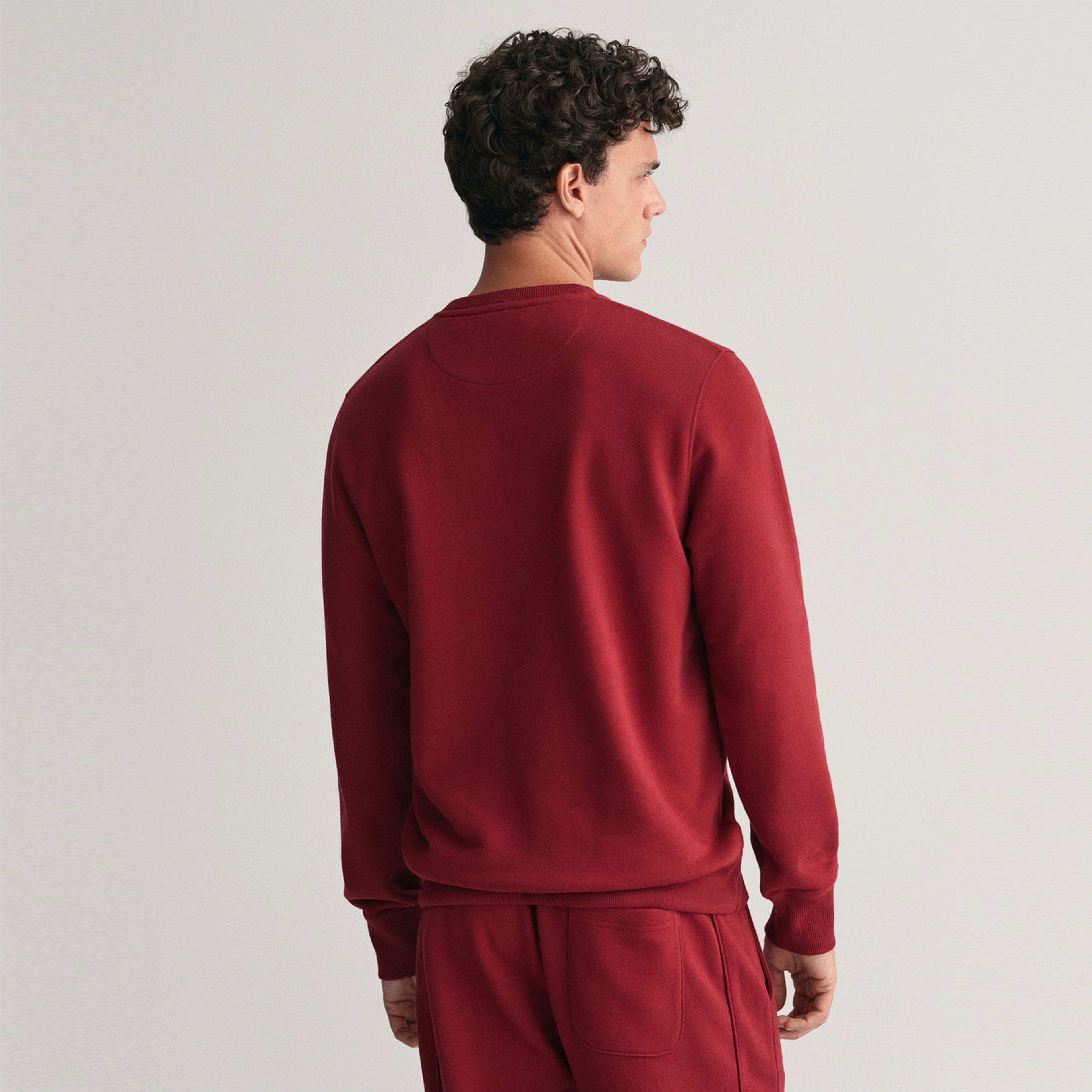 GANT Erkek Bordo Regular Fit Bisiklet Yaka Logolu Sweatshirt