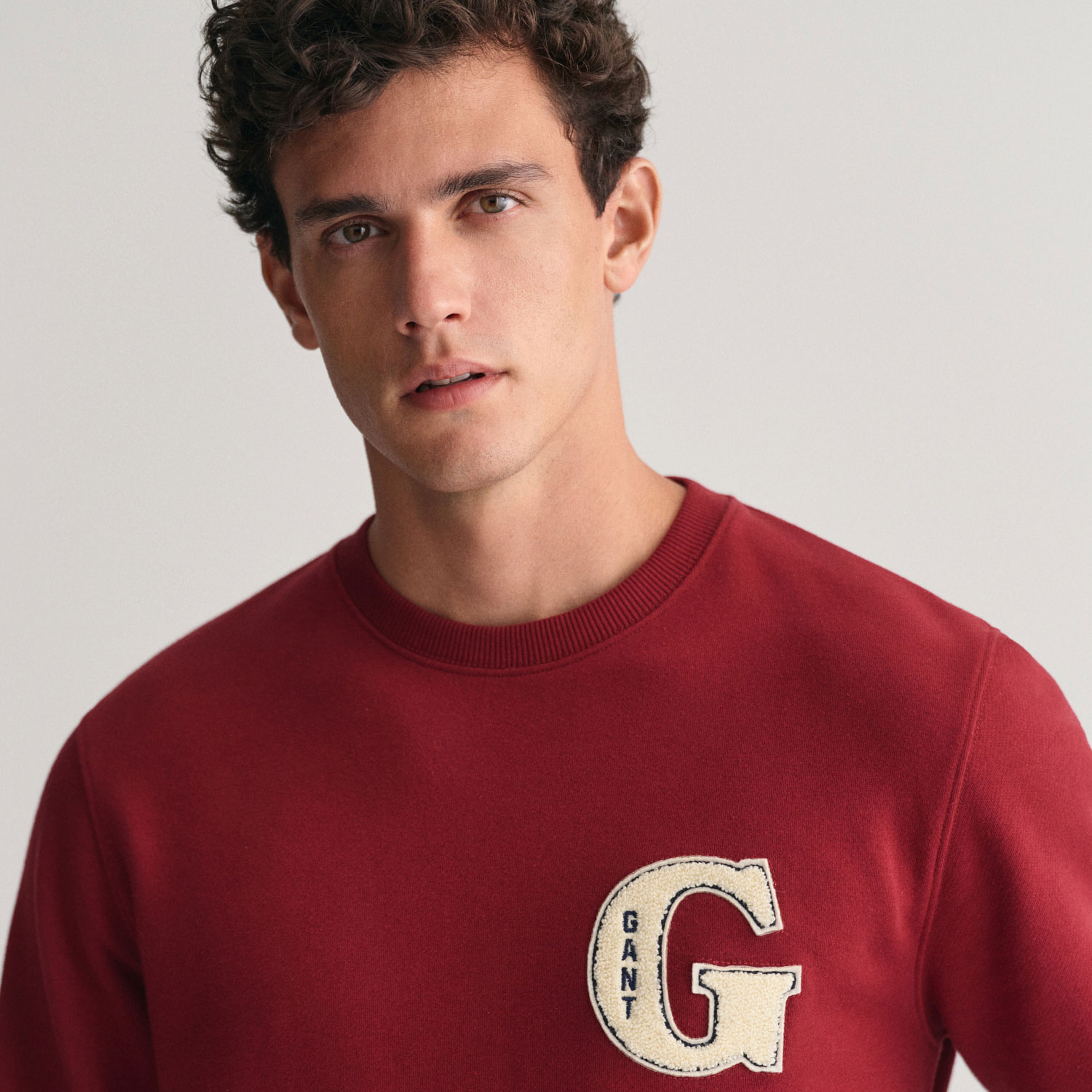GANT Erkek Bordo Regular Fit Bisiklet Yaka Logolu Sweatshirt