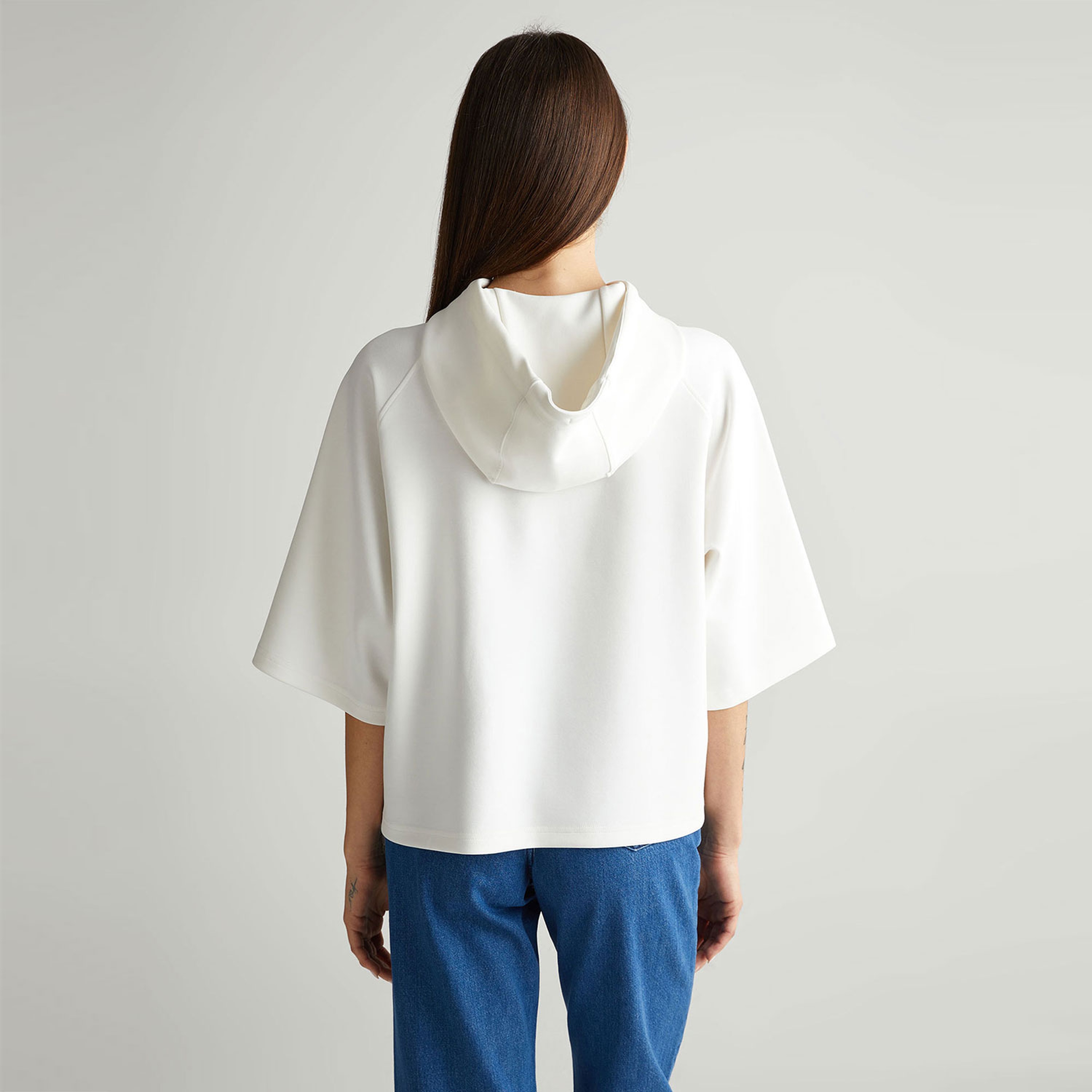 GANT Kadın Krem Oversize Fit Kapüşonlu Logolu Sweatshirt