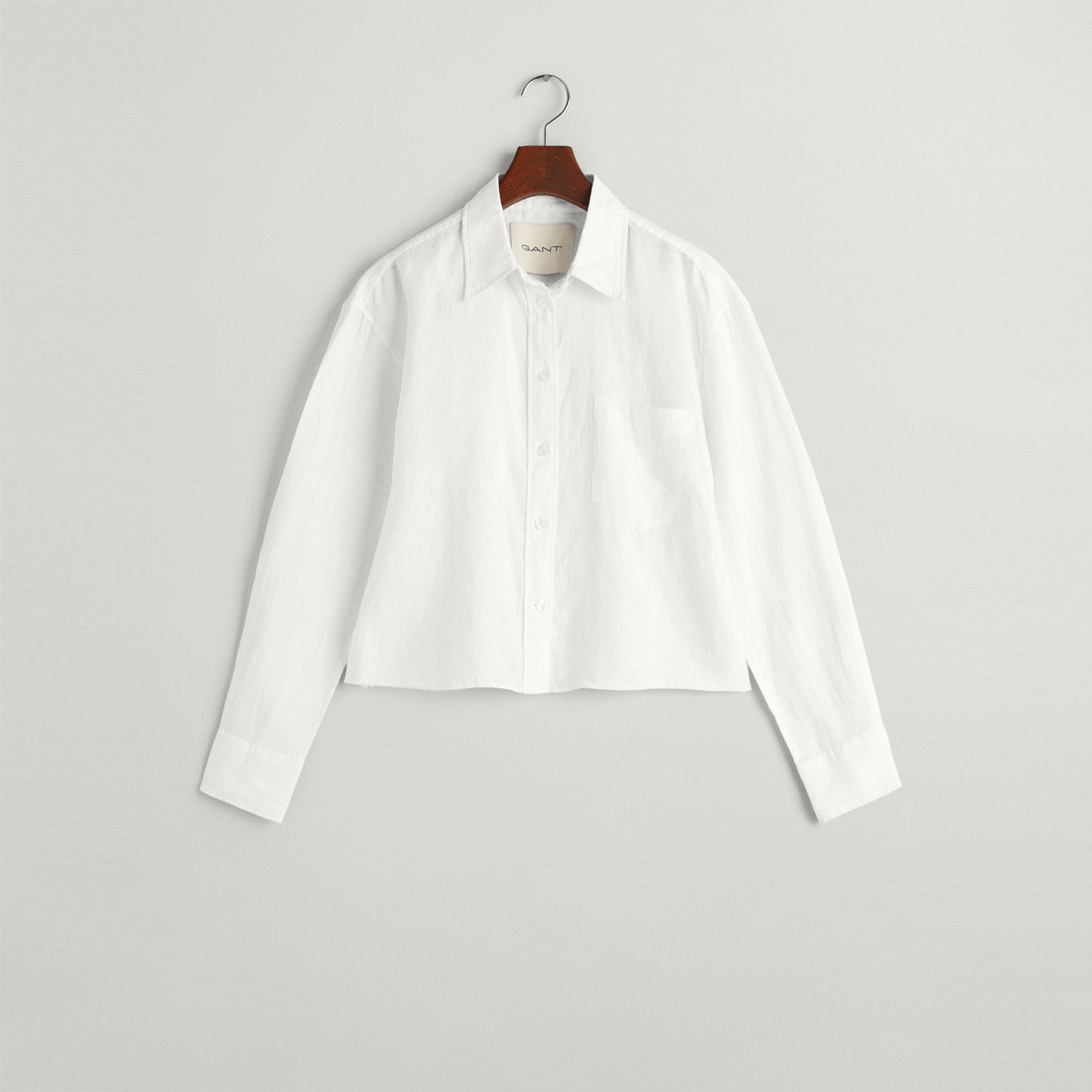 GANT Kadın Beyaz Relaxed Fit Klasik Yaka Keten Gömlek