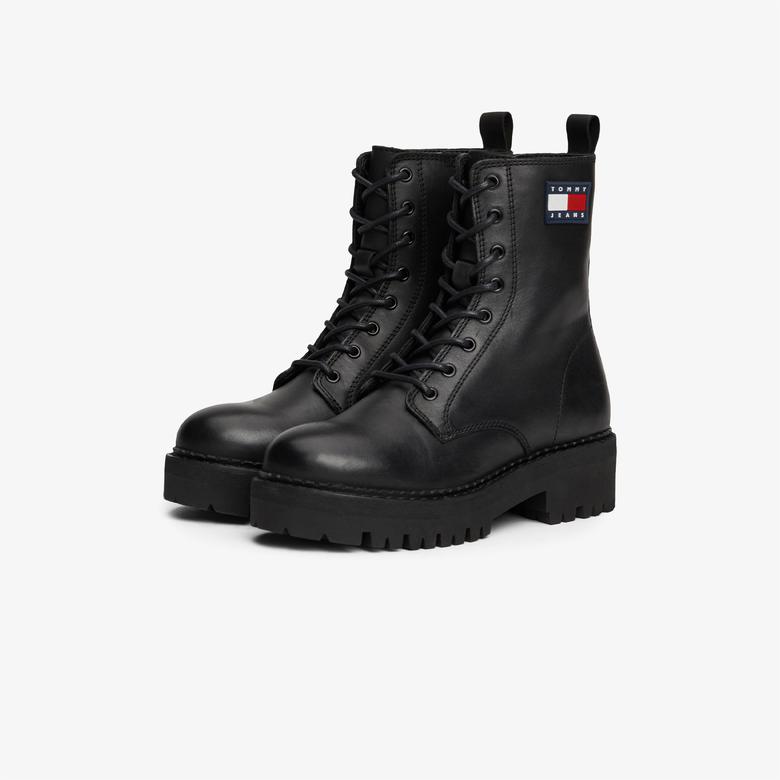 Tommy Jeans Cleat Chunky Sole Lace-Up Kadın Siyah Bot