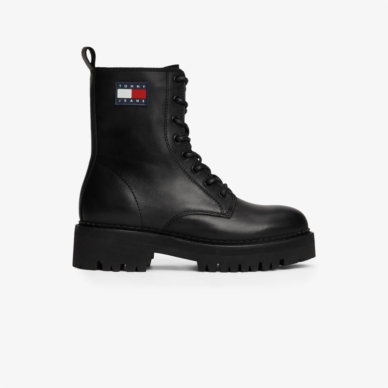 Tommy Jeans Cleat Chunky Sole Lace-Up Kadın Siyah Bot