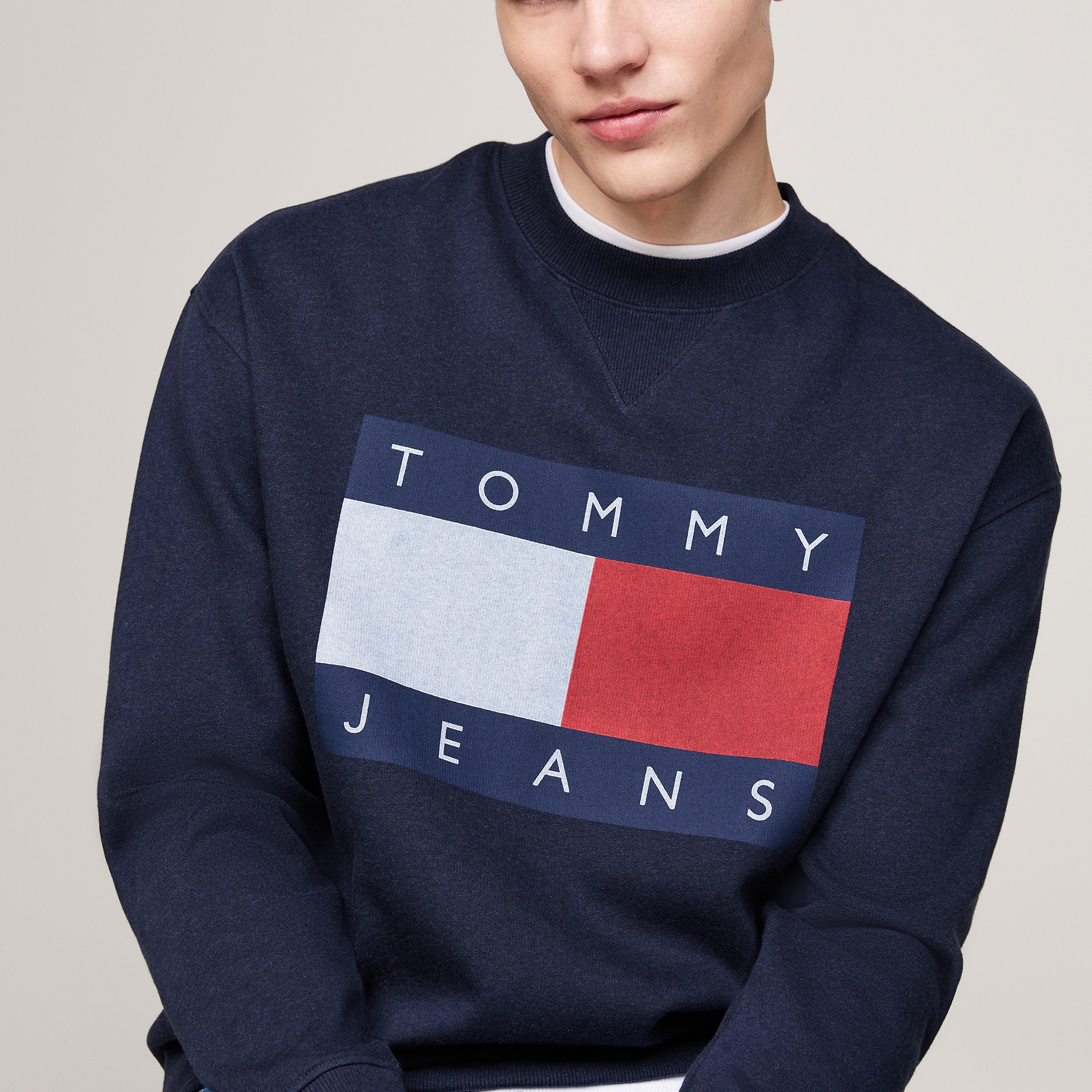 Tommy Jeans Erkek Mavi Sweatshirt