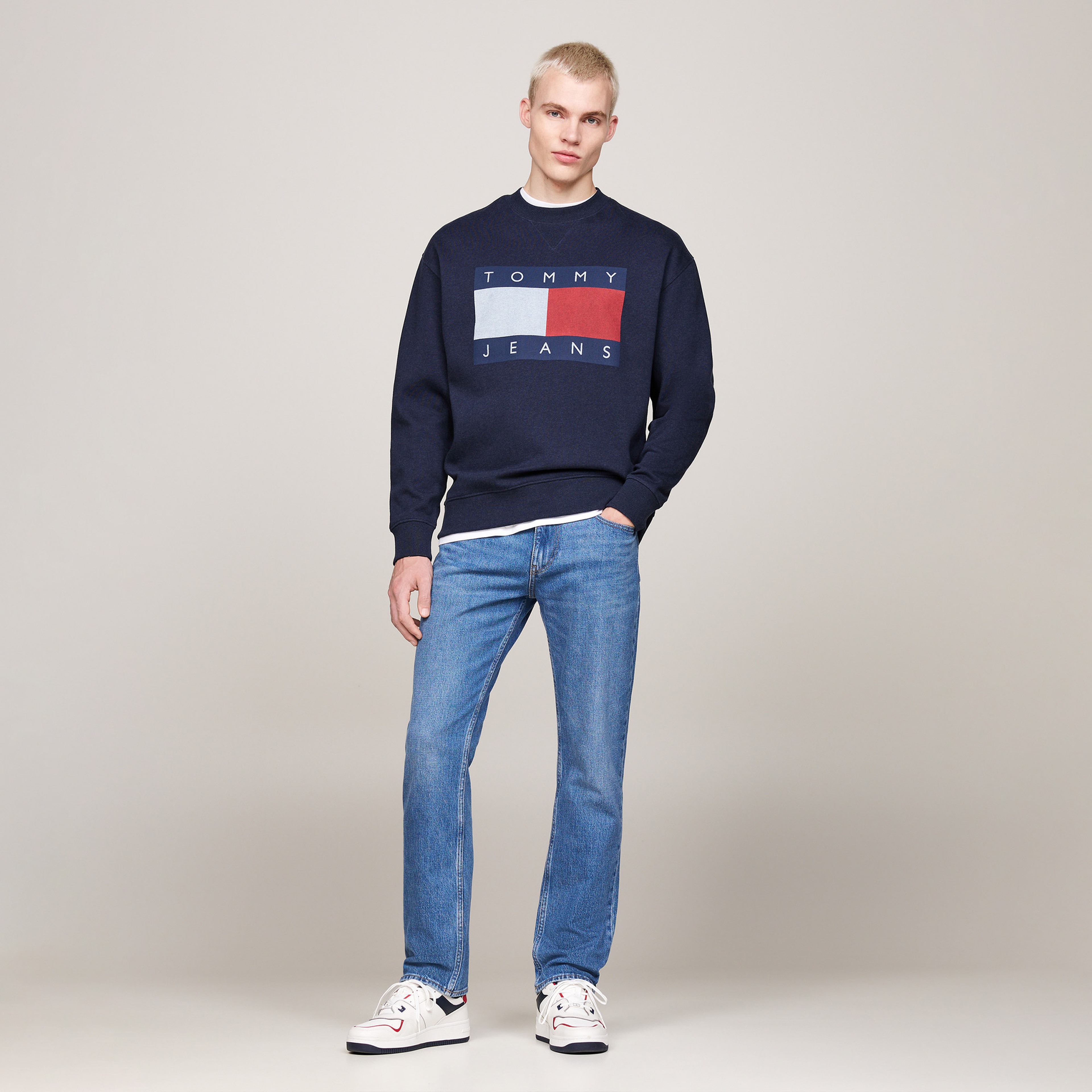 Tommy Jeans Erkek Mavi Sweatshirt