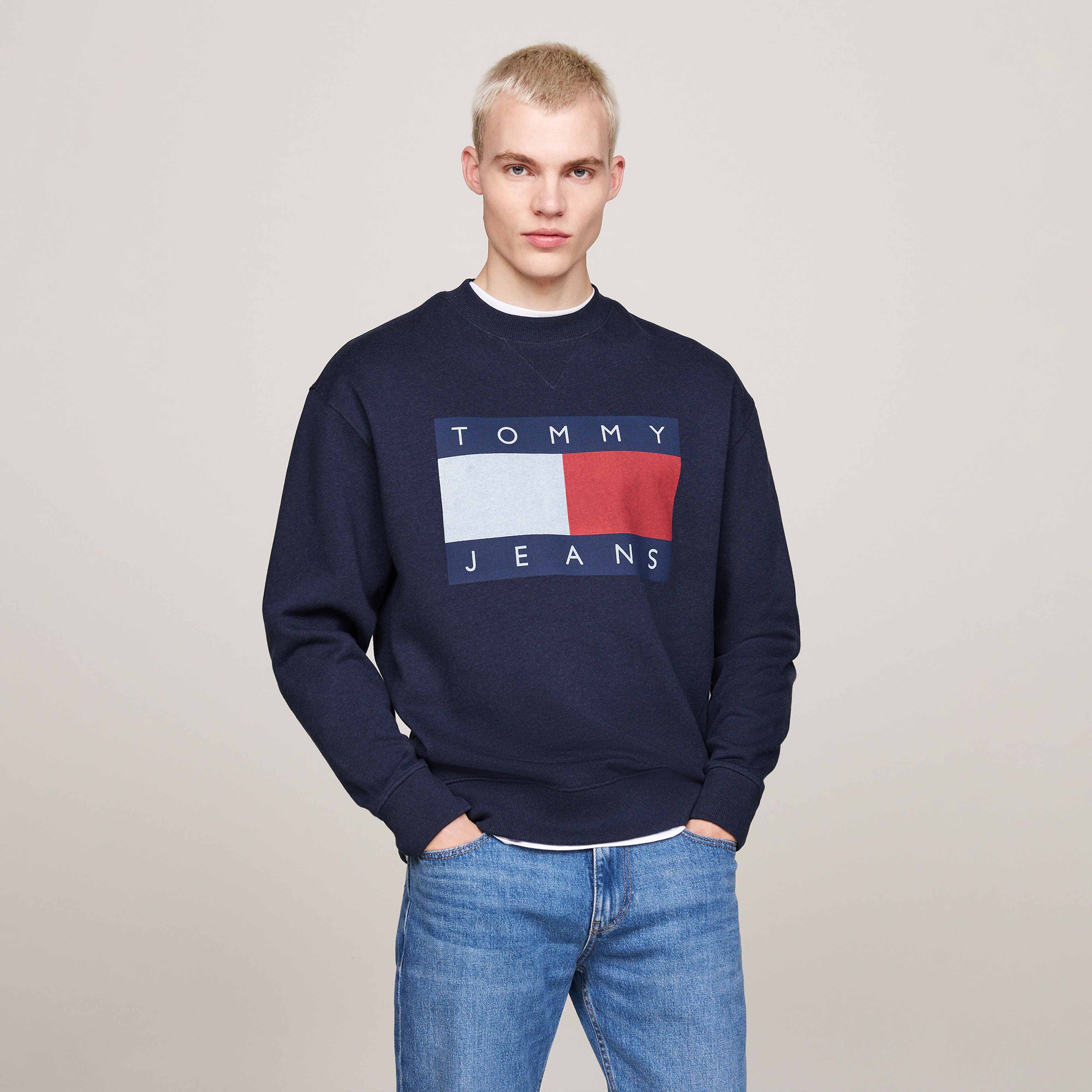 Tommy Jeans Erkek Mavi Sweatshirt