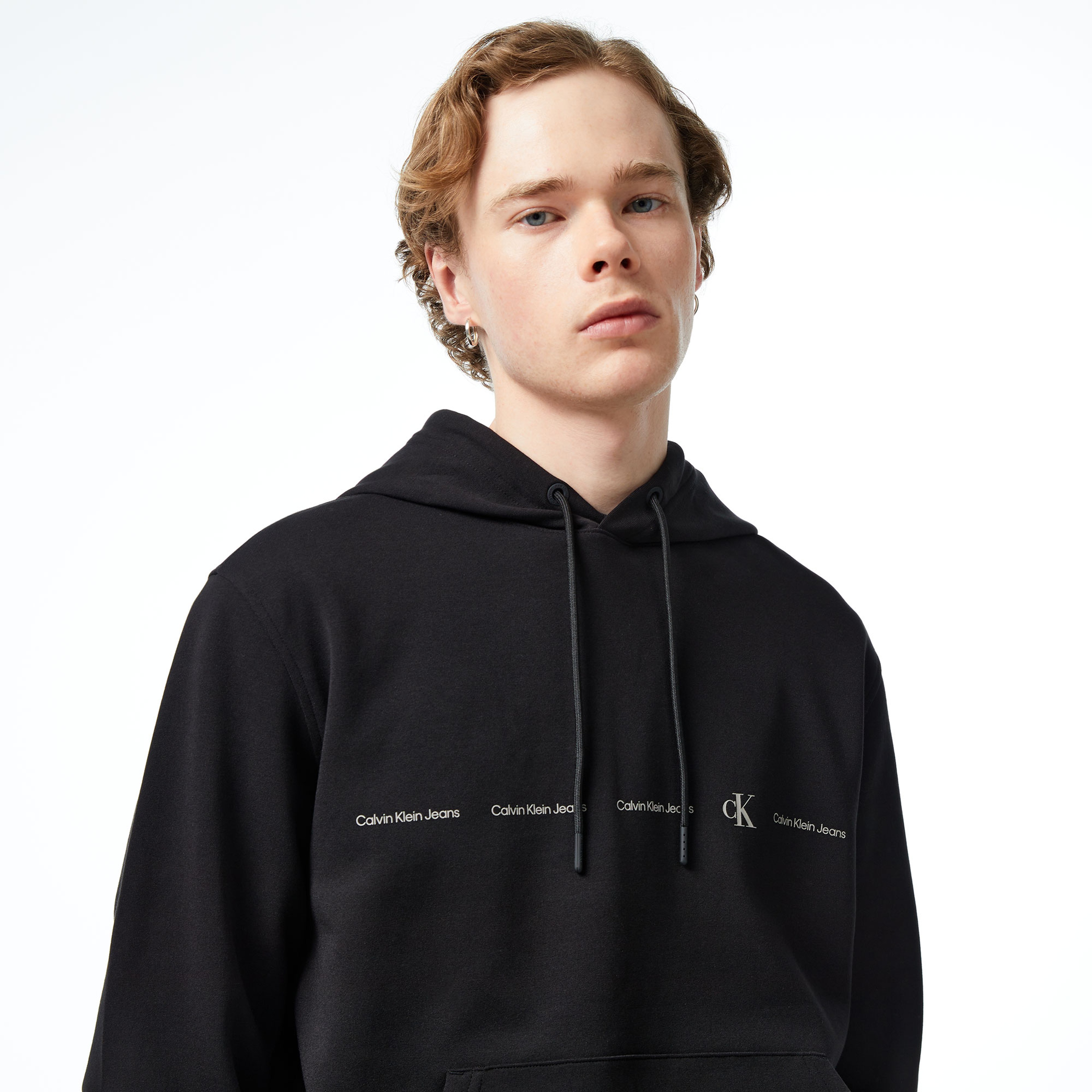 Calvin Klein Jeans Logo Repeat Erkek Siyah Sweatshirt