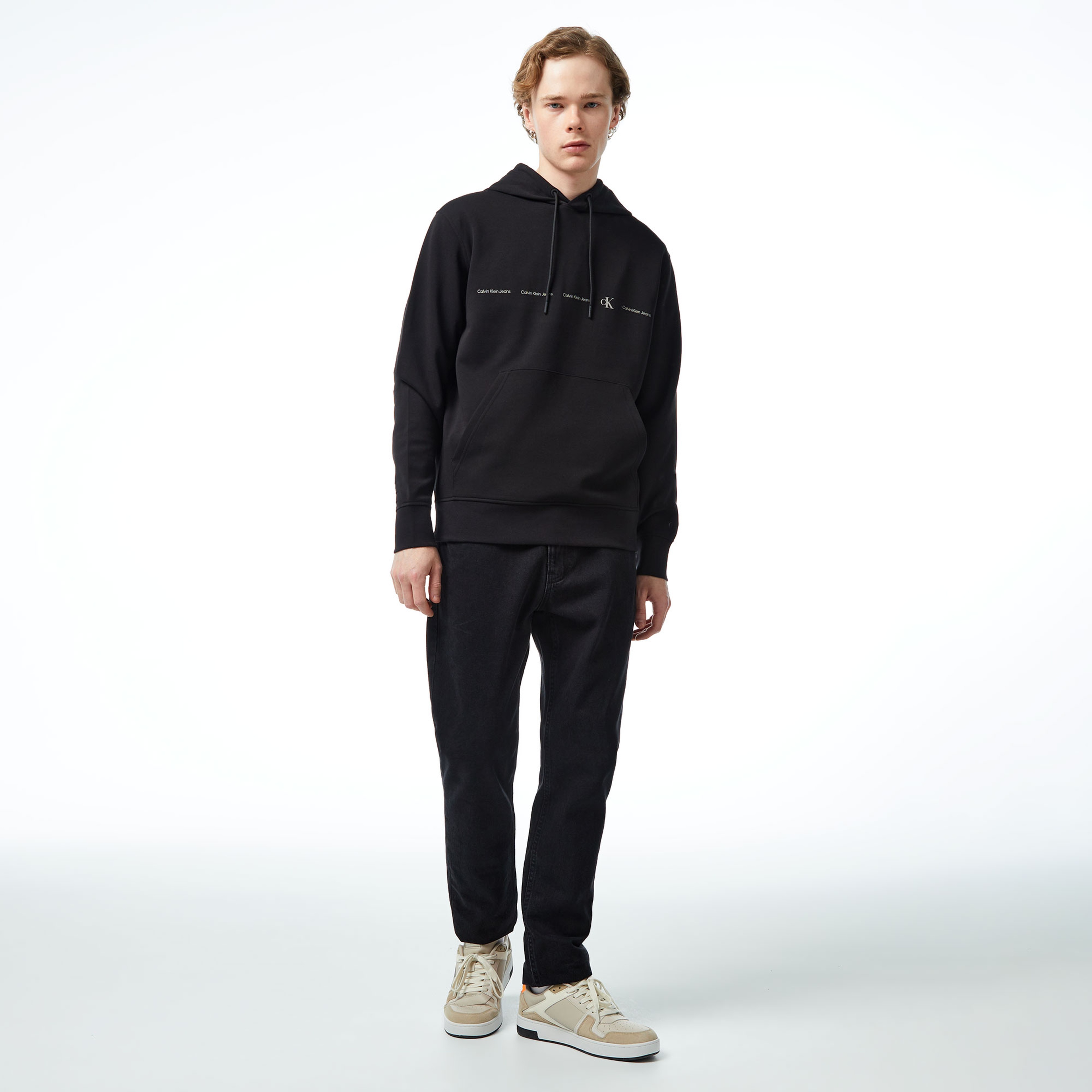 Calvin Klein Jeans Logo Repeat Erkek Siyah Sweatshirt