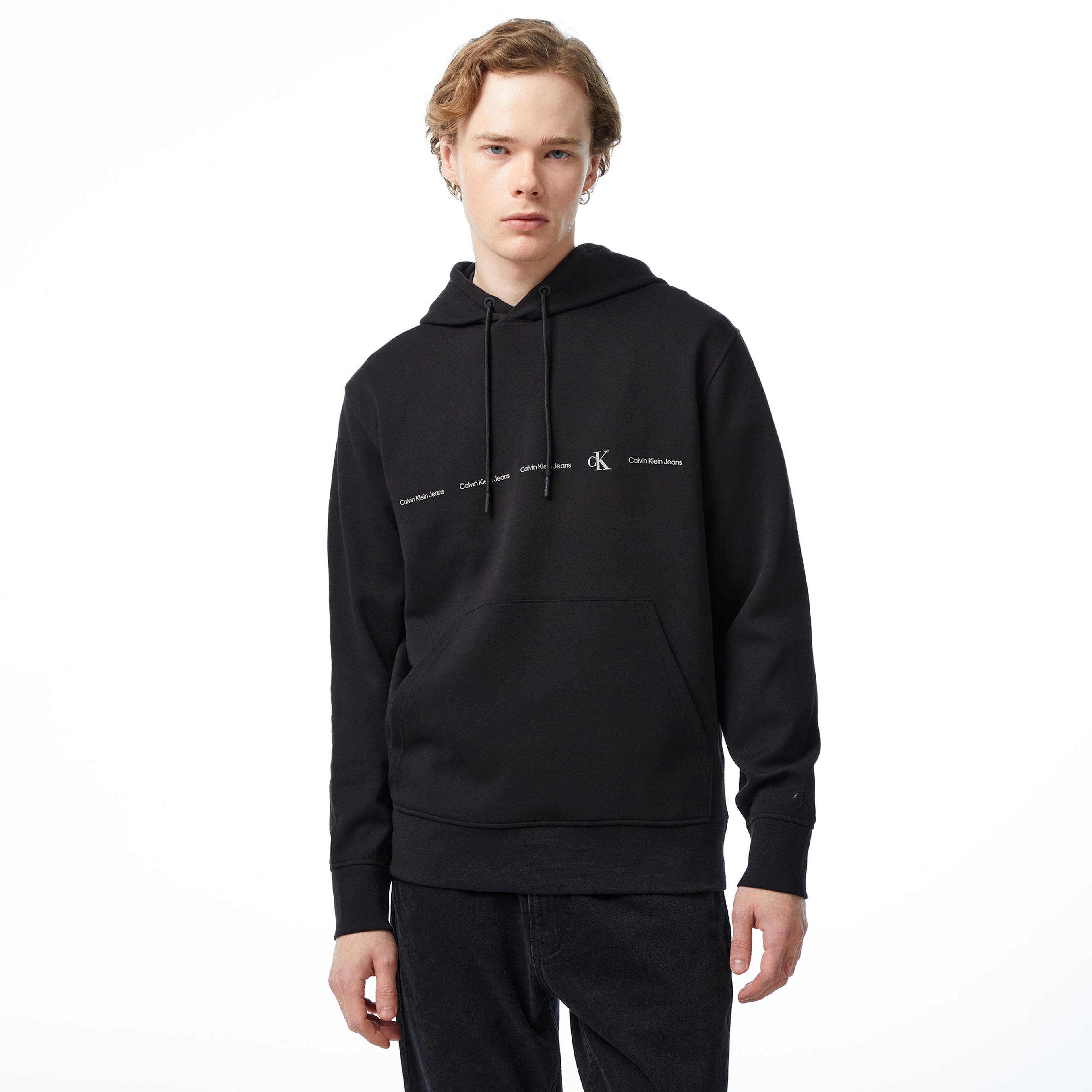 Calvin Klein Jeans Logo Repeat Erkek Siyah Sweatshirt