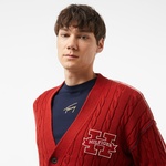 Tommy Hilfiger Contrast Cable Erkek Kırmızı Hırka