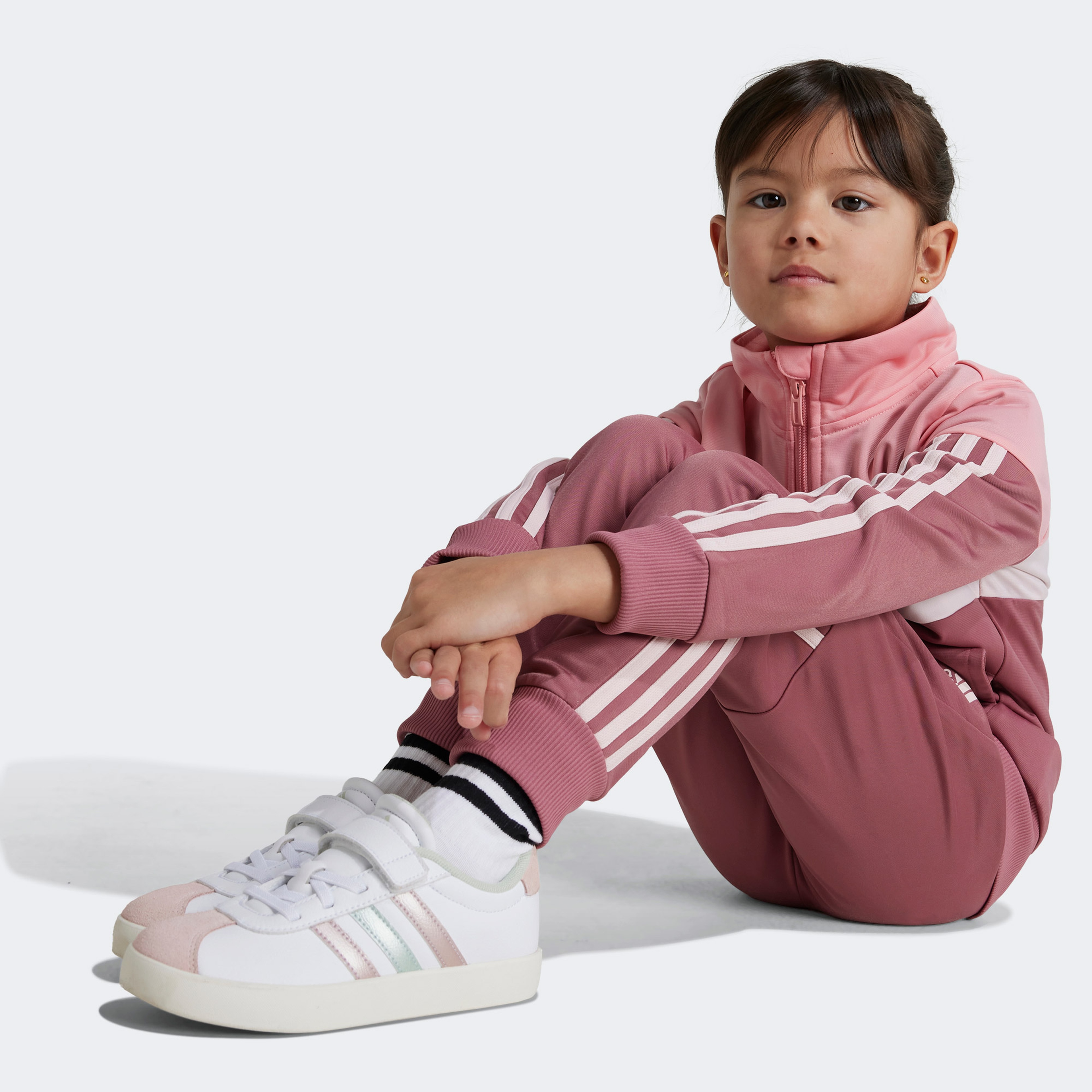 adidas Tiberio 3-Stripes Colorblock Shiny Çocuk Pembe Eşofman Takımı