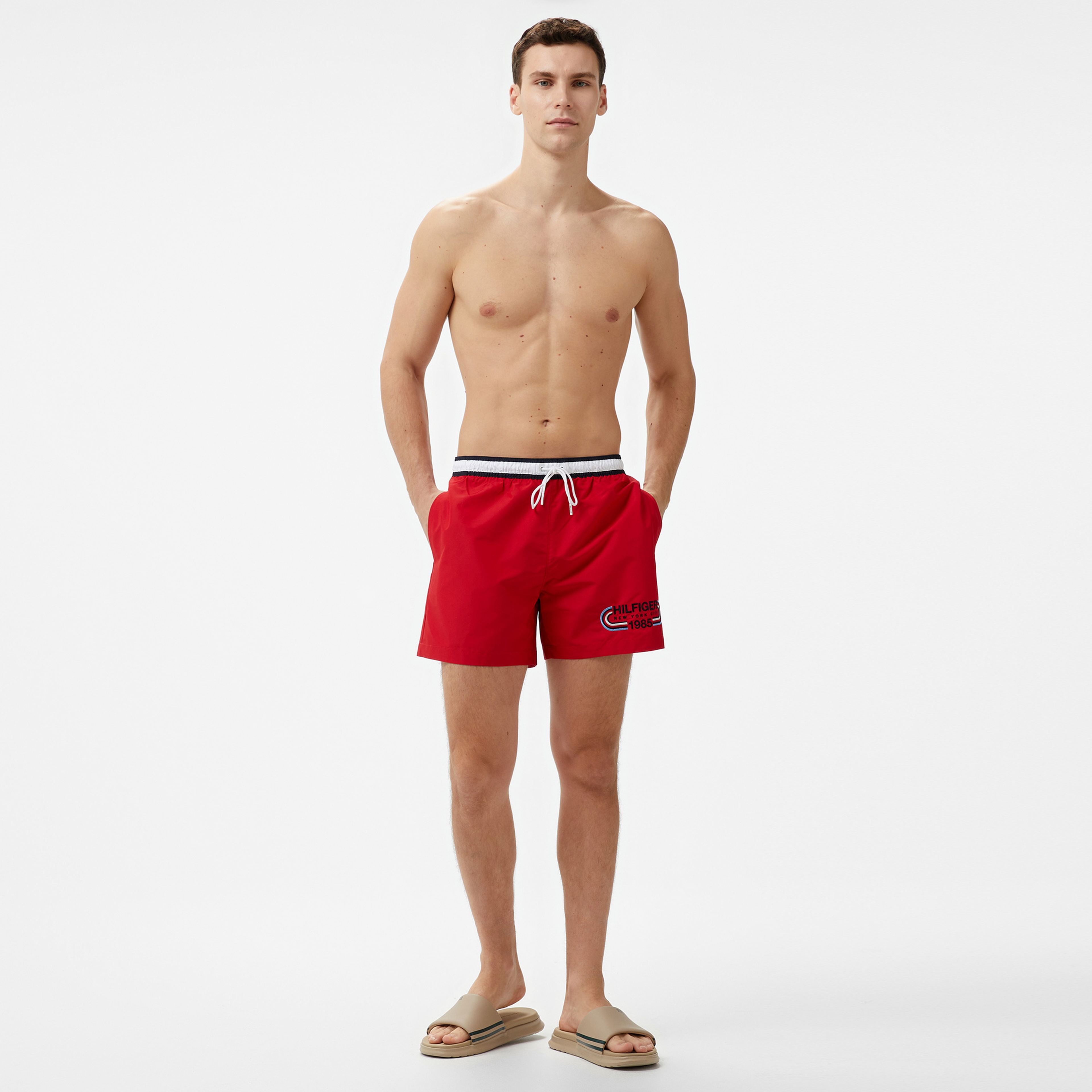 Tommy Hilfiger Medium Drawstring Erkek Kırmızı Deniz Şortu