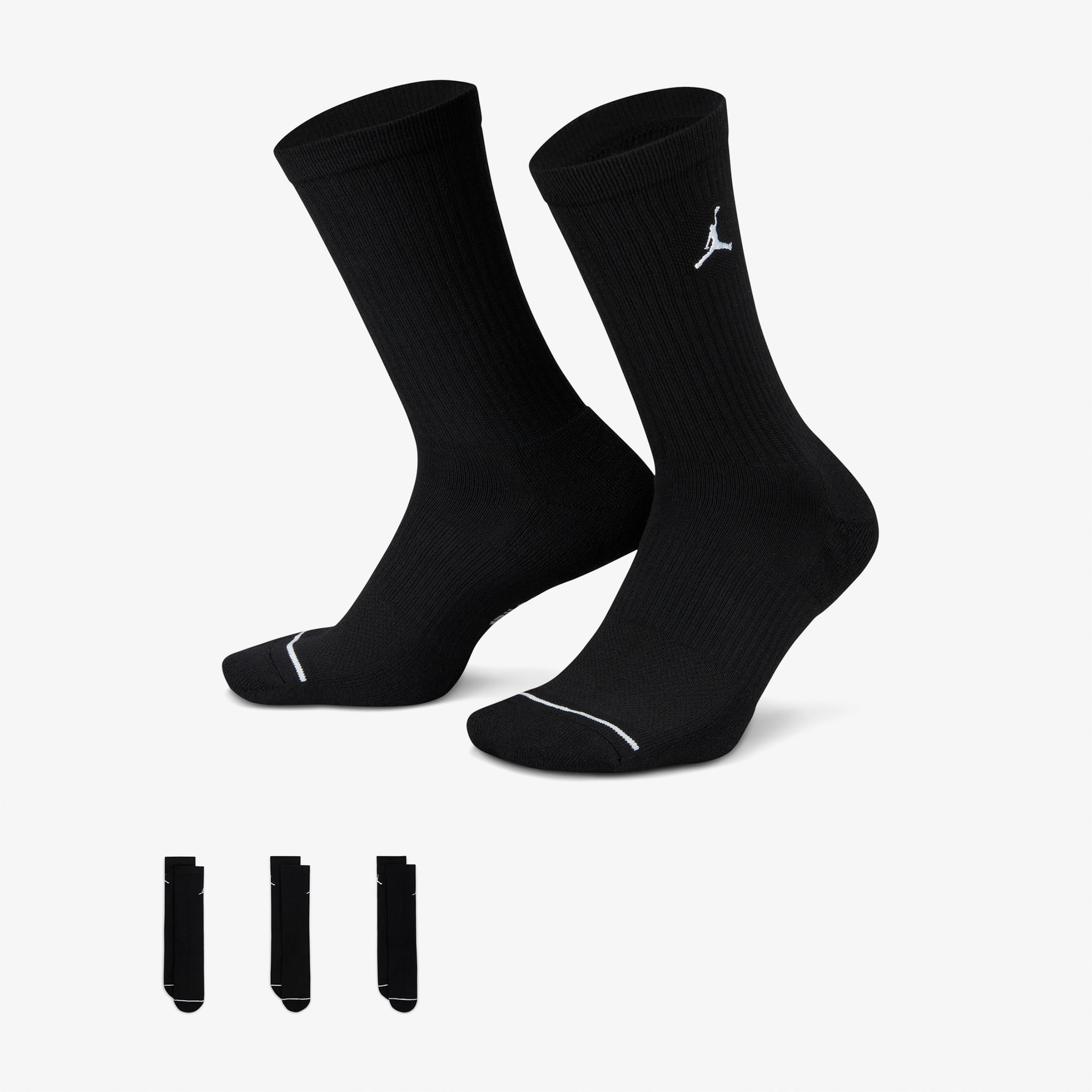 Jordan Cush Poly 3' lü Unisex Siyah Çorap