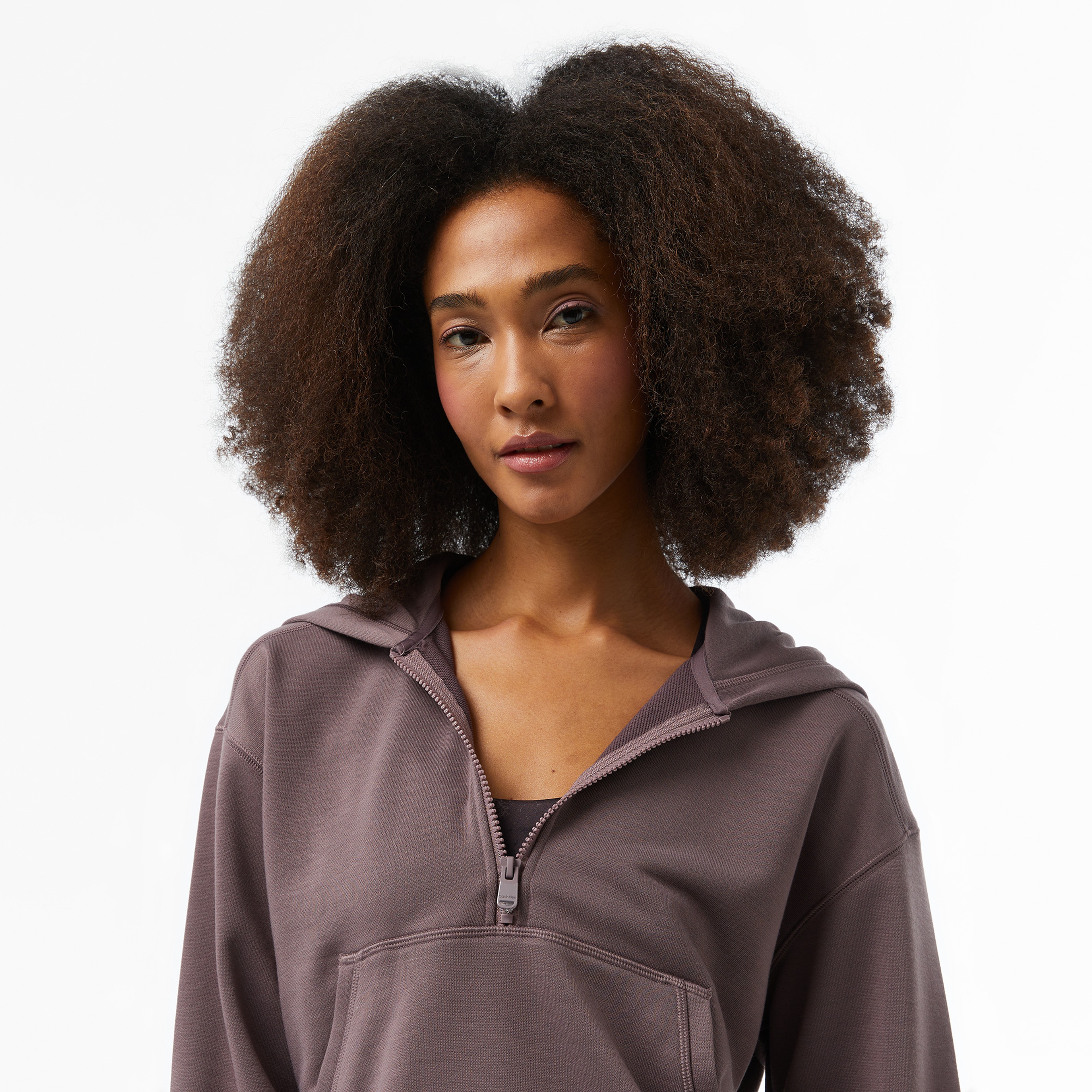 Calvin Klein Half Zip Kadın Mor Hoodie