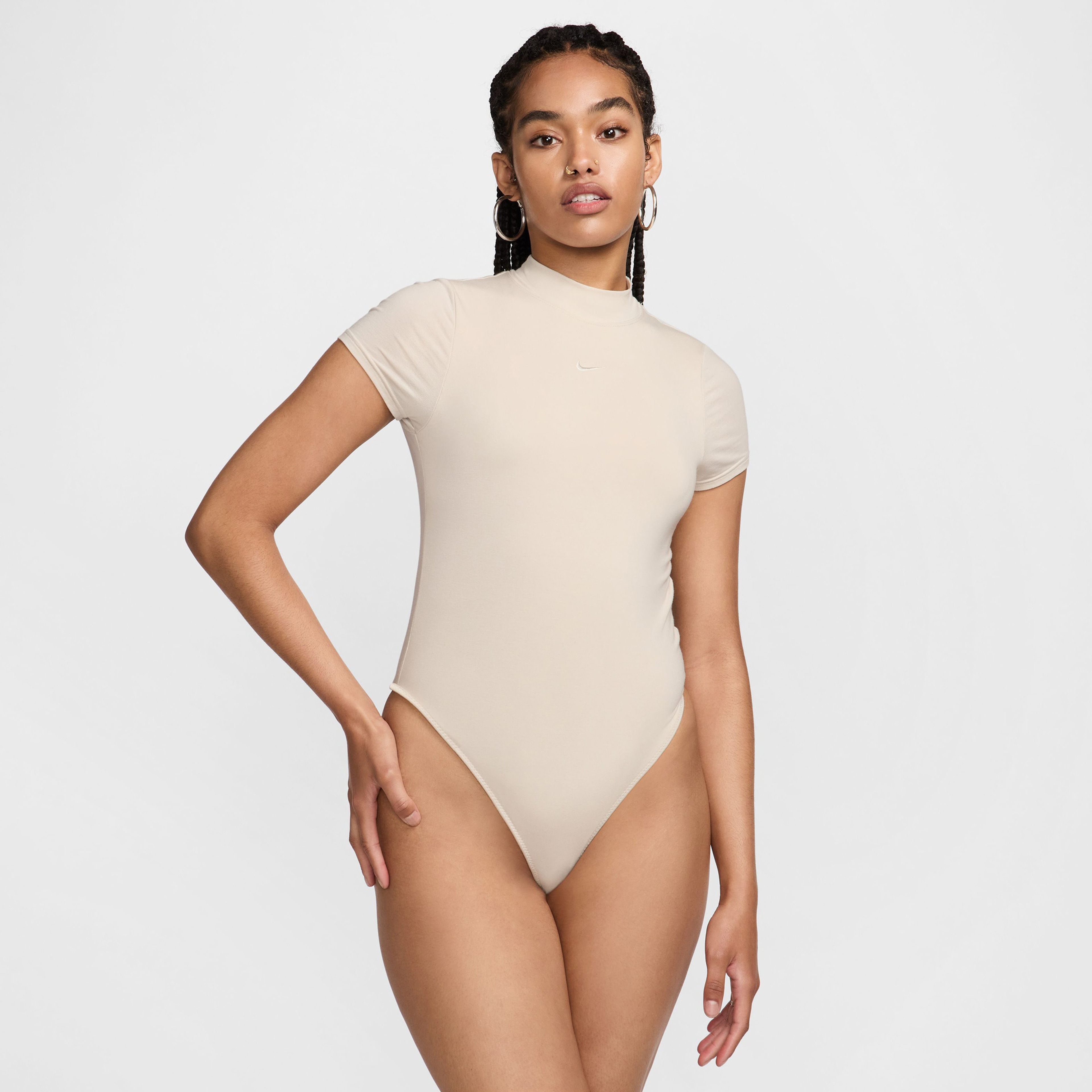 Nike Sportswear Chill Knit Kadın Krem Rengi Bodysuit