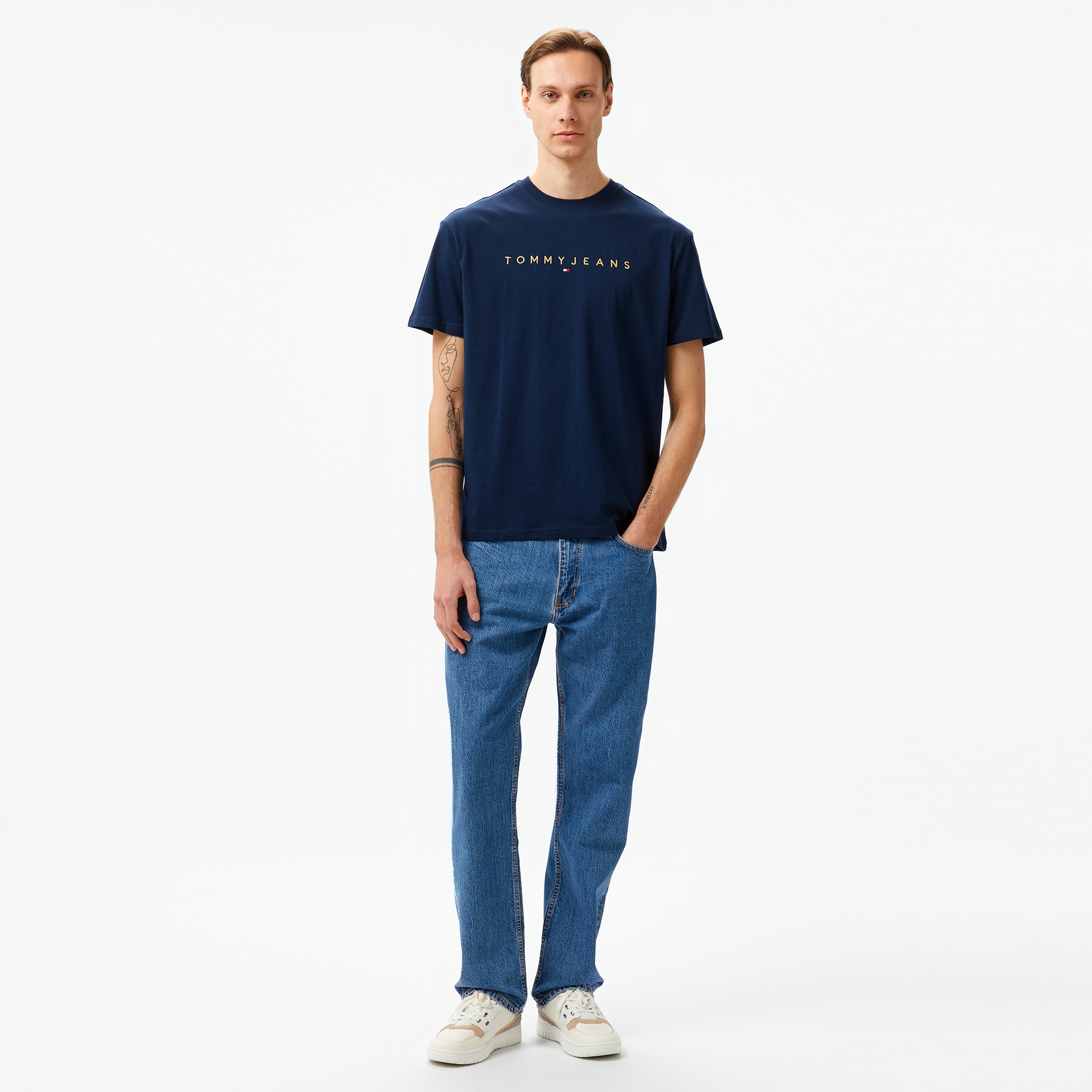 Tommy Jeans Erkek Mavi T-Shirt
