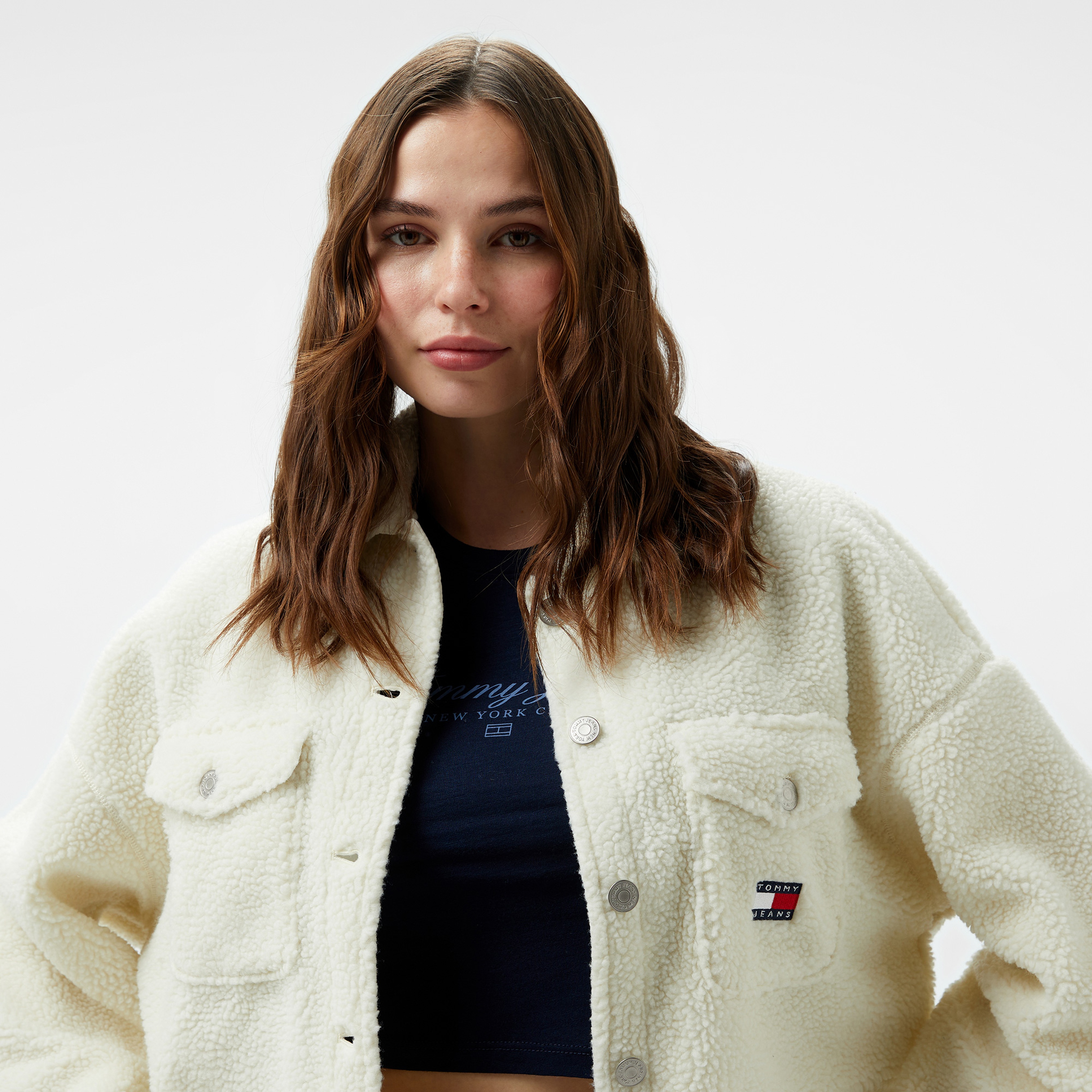 Tommy Jeans Kadın Beyaz Gömlek