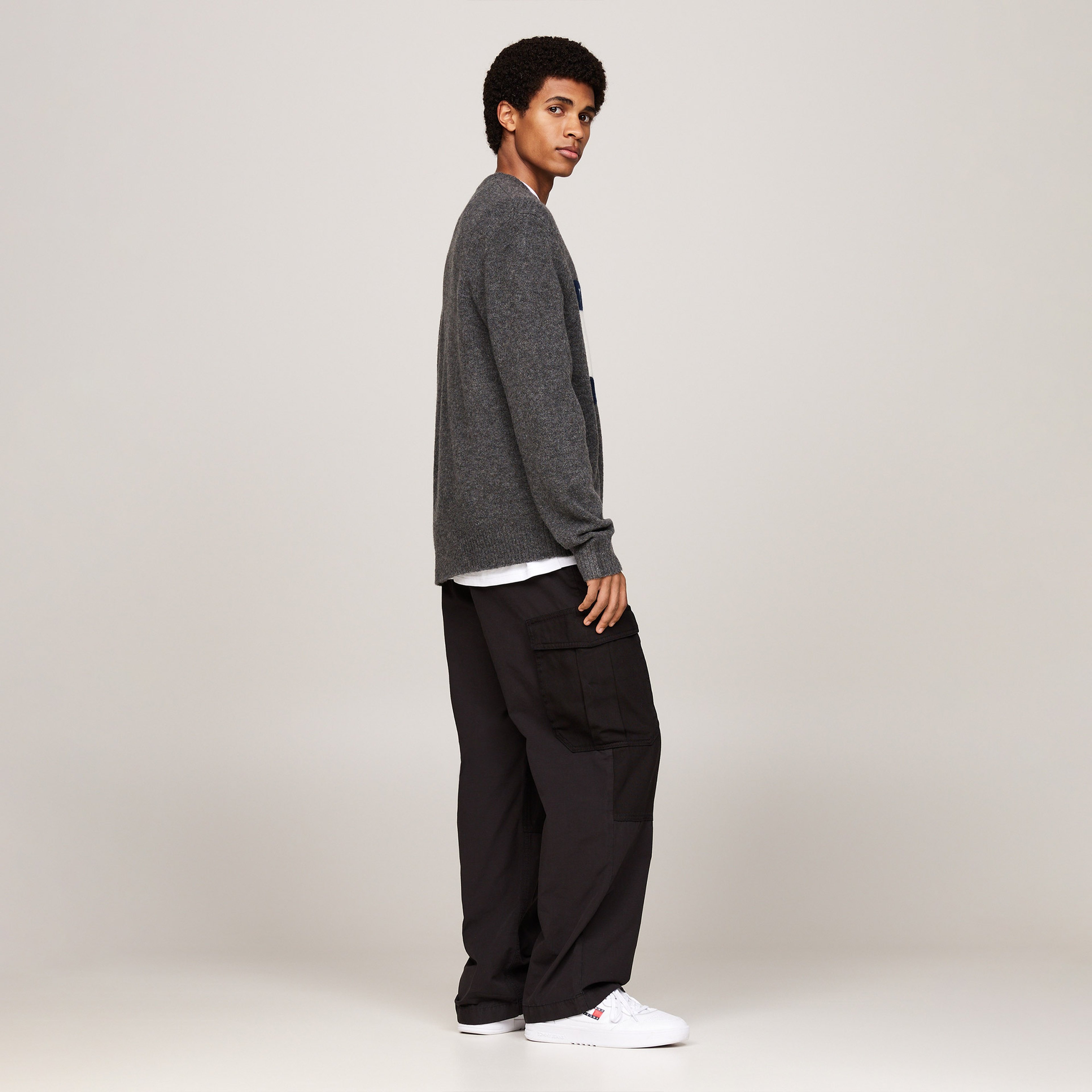 Tommy Jeans Erkek Gri Triko